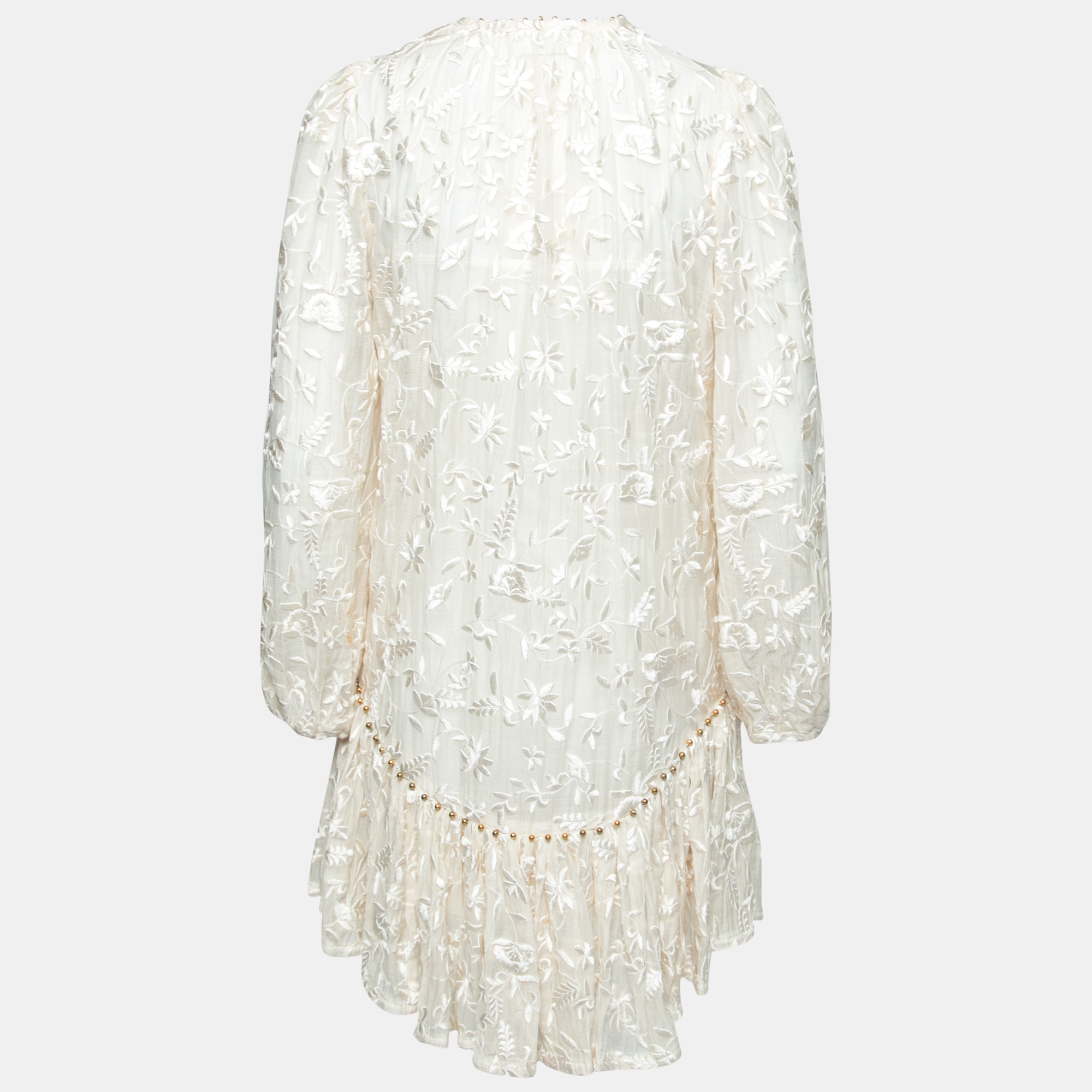 

Zimmermann Cream Embroidered Cotton Long Sleeve Dress