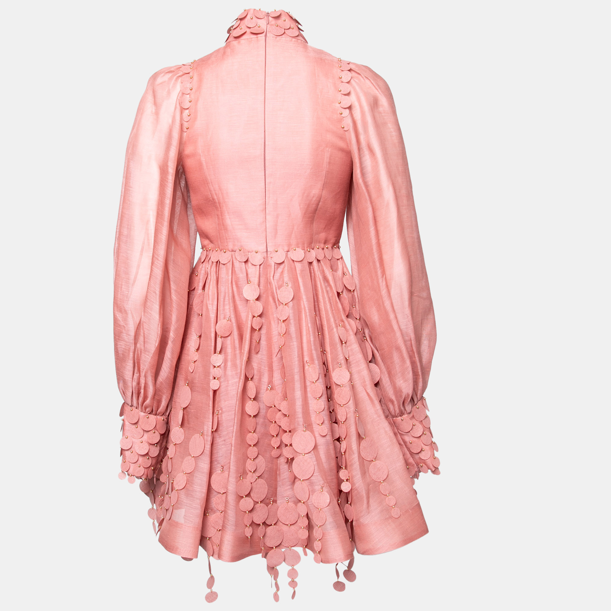 

Zimmermann Pink Linen & Cotton Concert Disc Cut-Out Detail Mini Dress