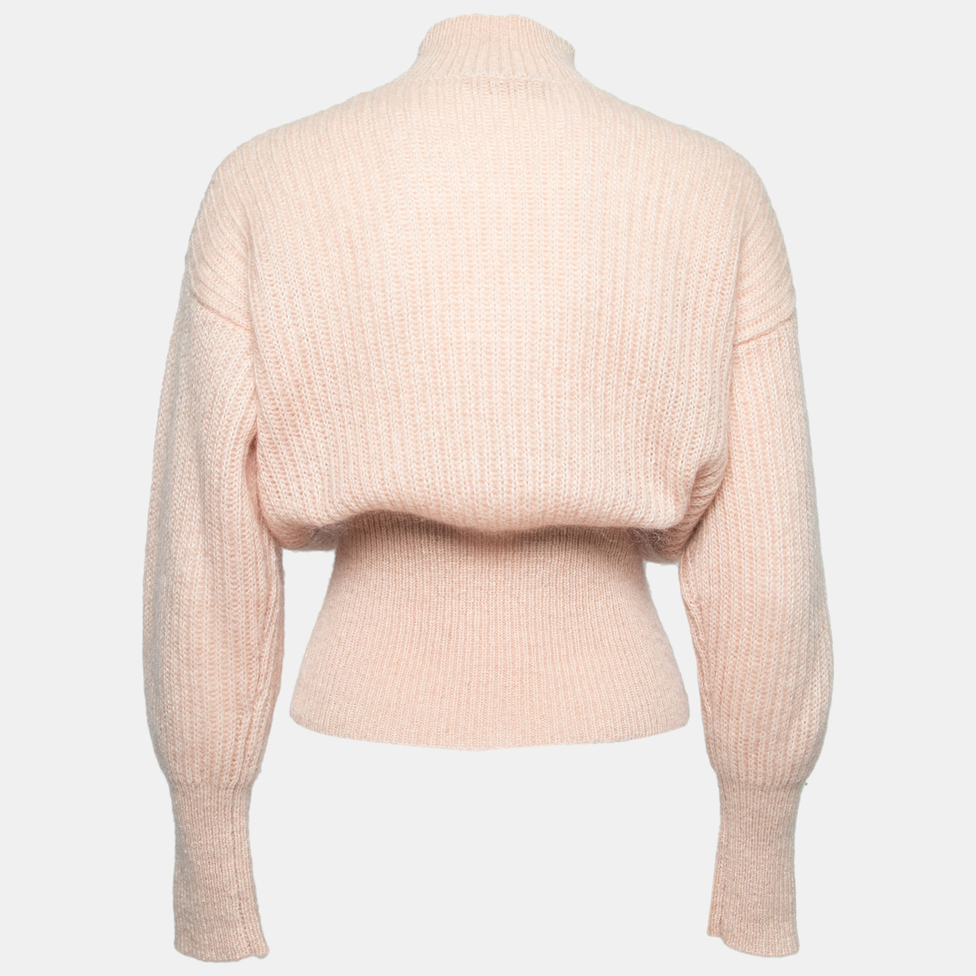 

Zimmermann Blush Pink Mohair Knit Bow Detail Turtle Neck Sweater