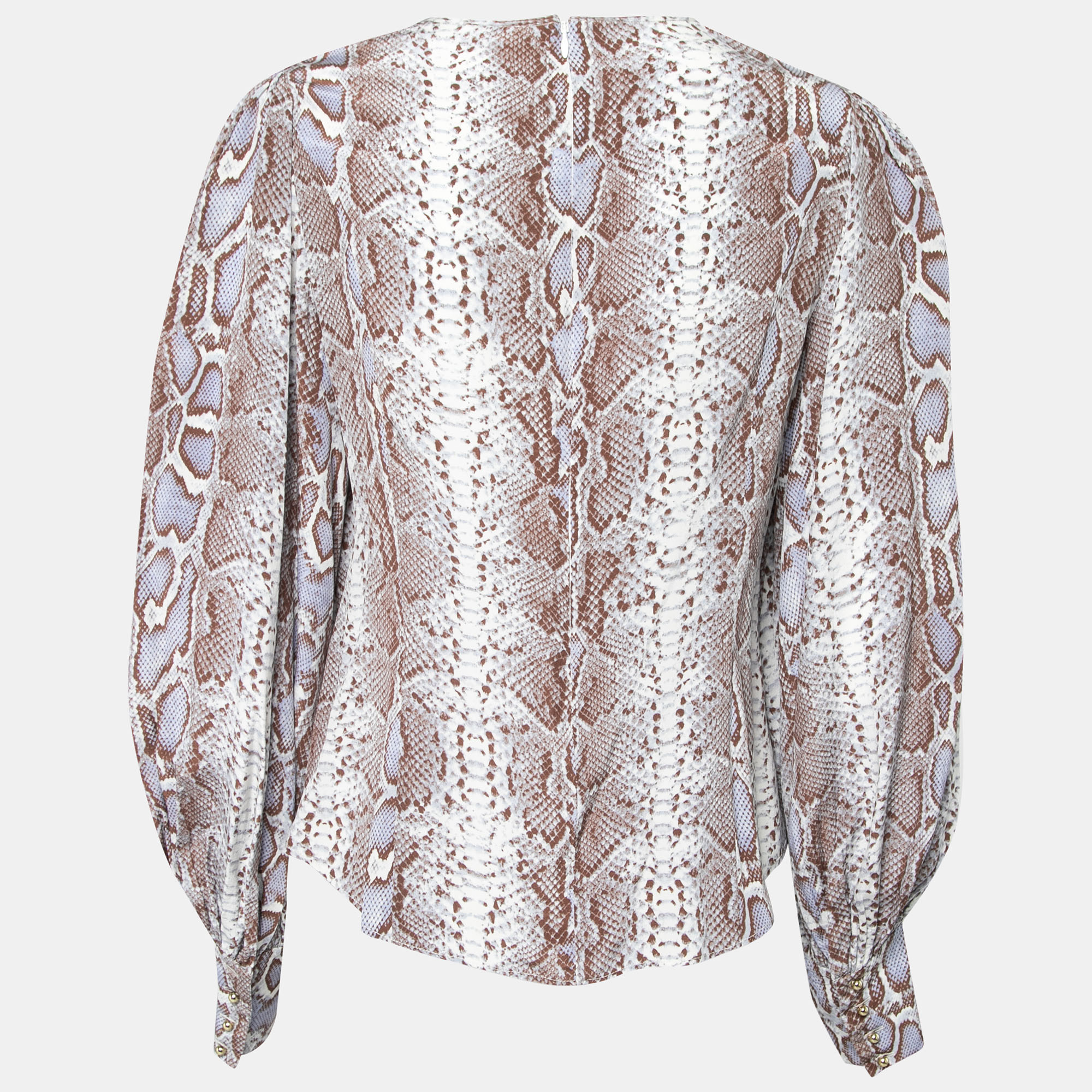 

Zimmermann Brown & Blue Snake Print Silk Blouse