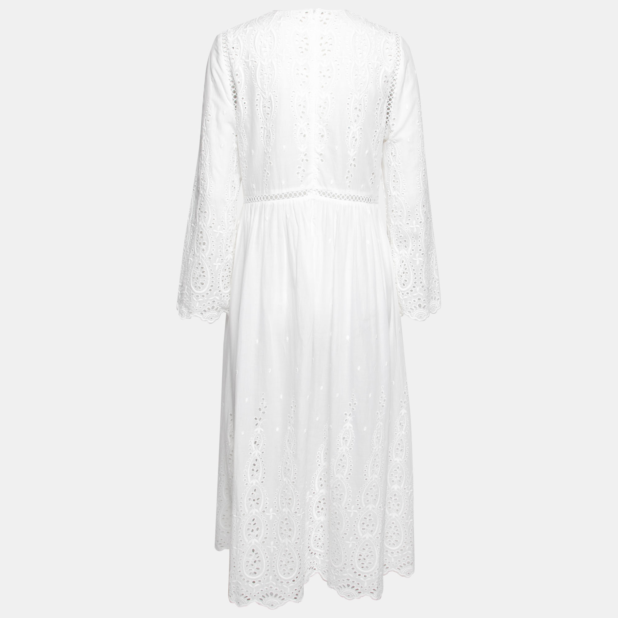 

Zimmermann White Eyelet Embroidered Cotton Scalloped Hem Dress