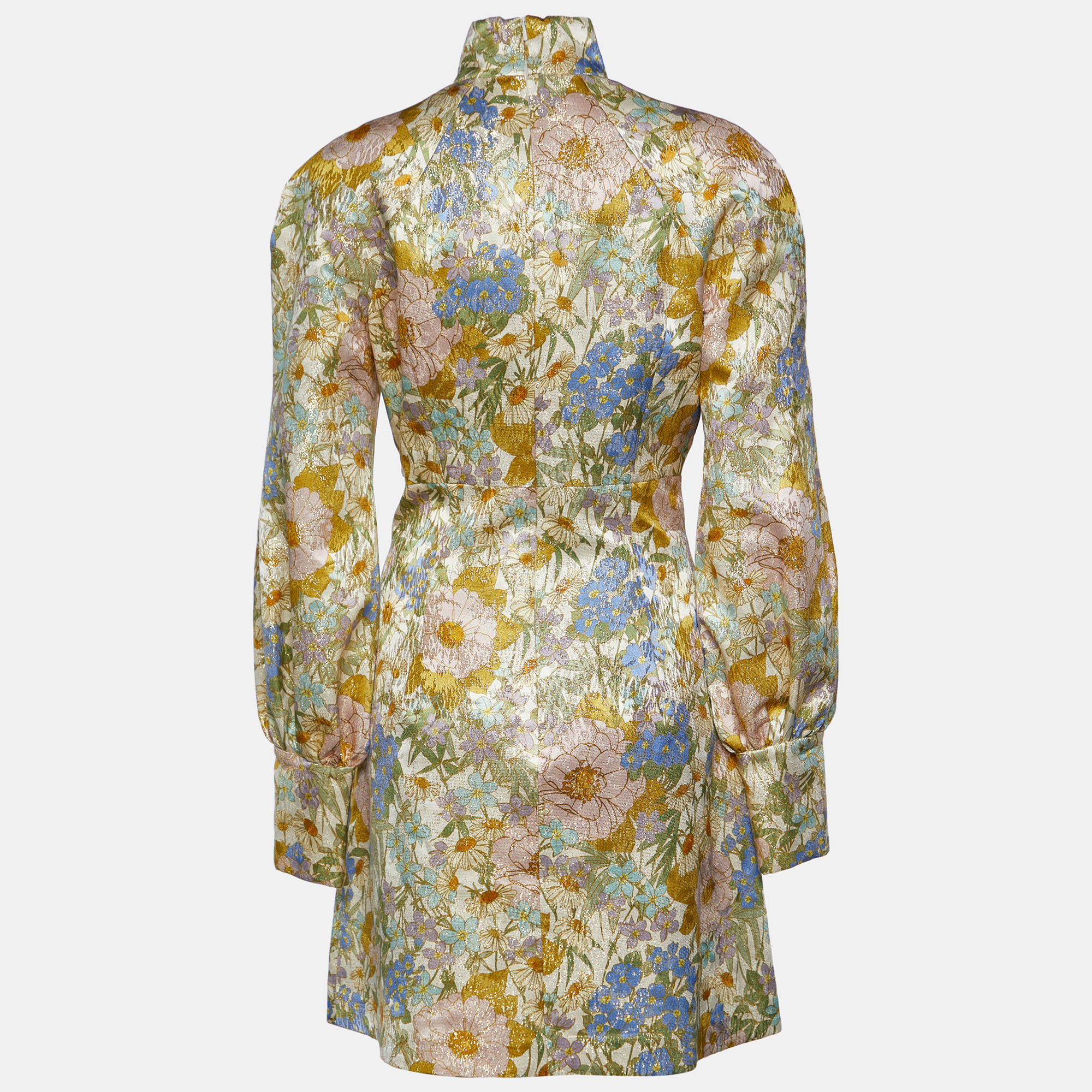 

Zimmermann Yellow Floral Brocade Super Eight Balloon Sleeve Mini Dress