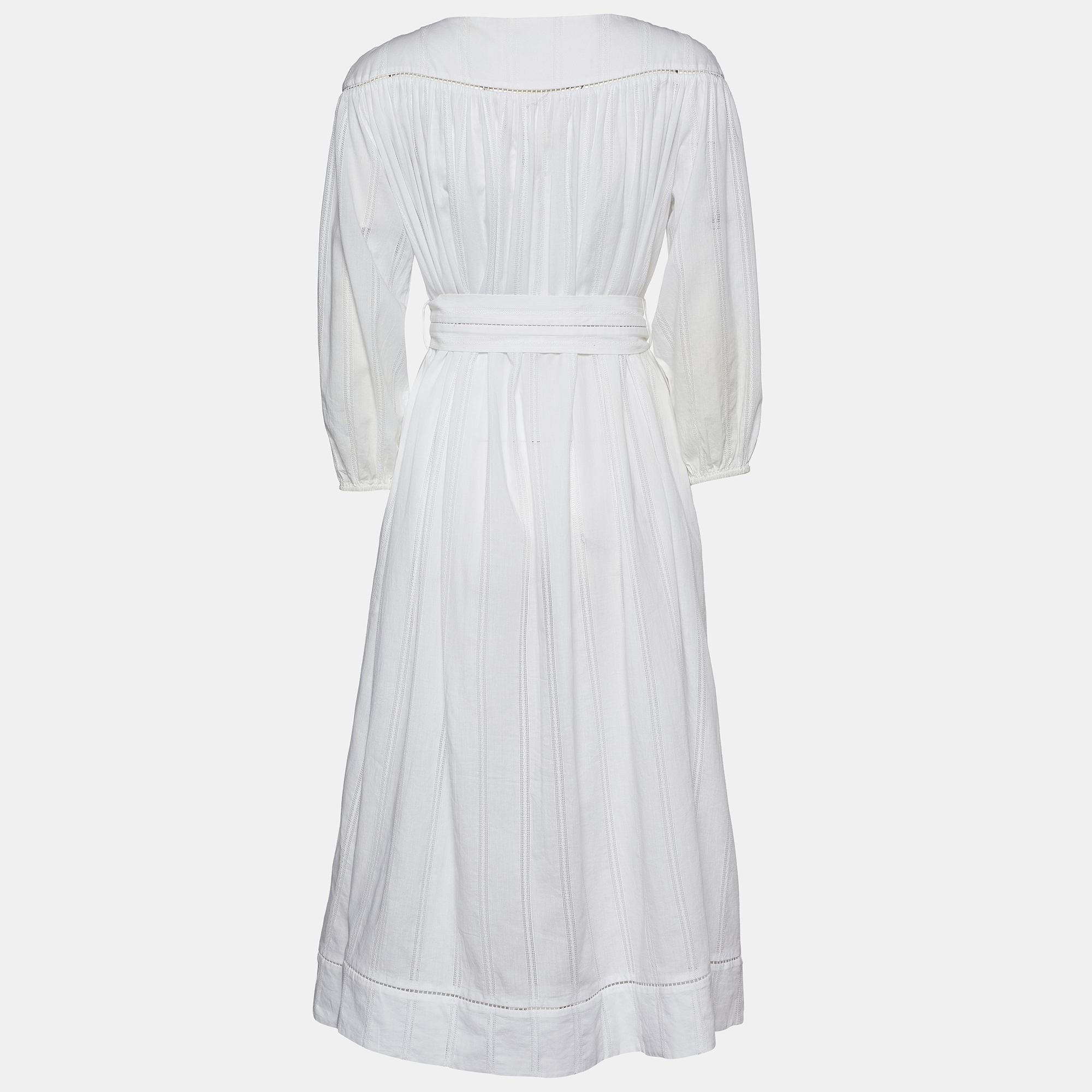 

Zimmermann White Cotton Flared Belted Midi Dress