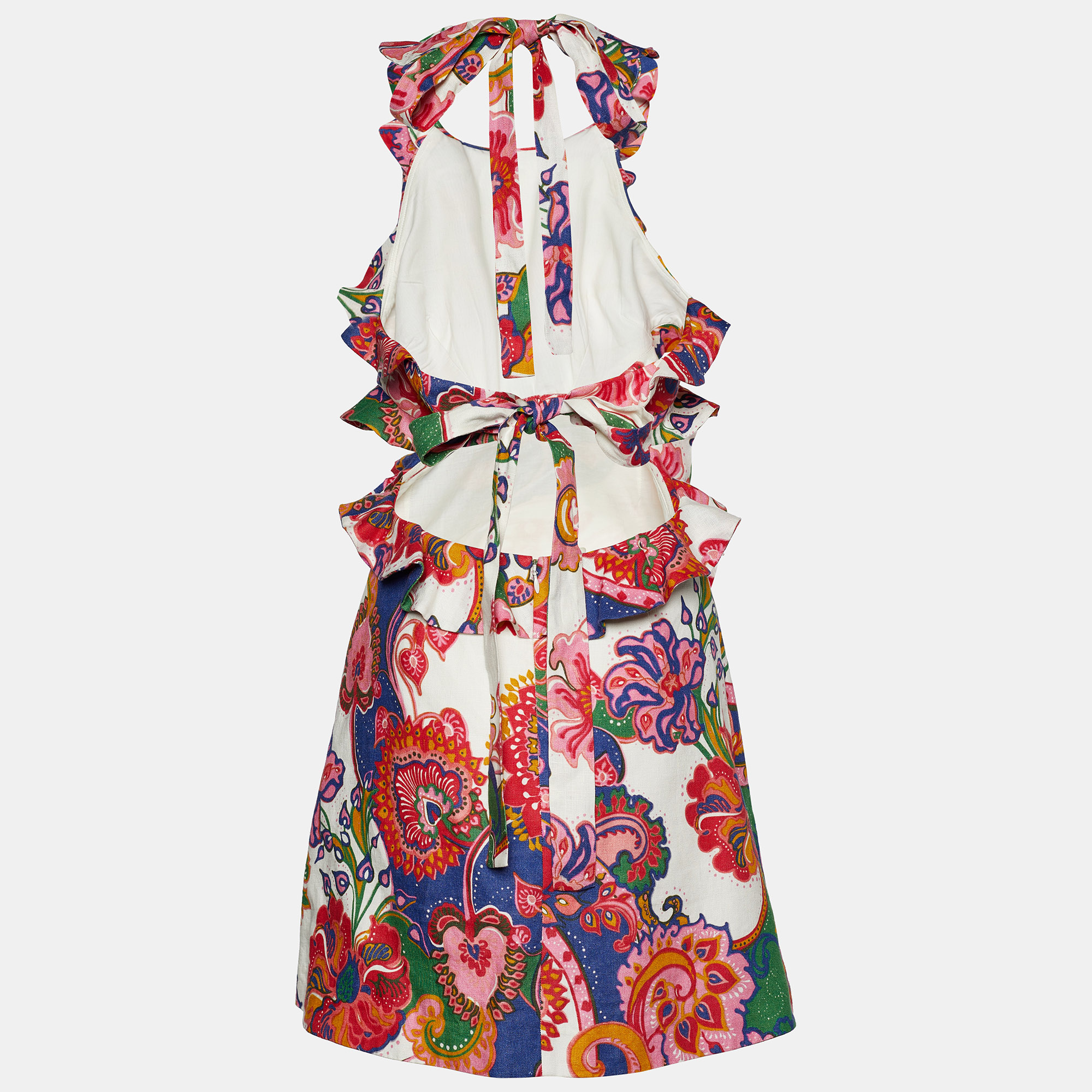 

Zimmermann Multicolor Floral Print Linen The Lovestruck Ruffled Dress