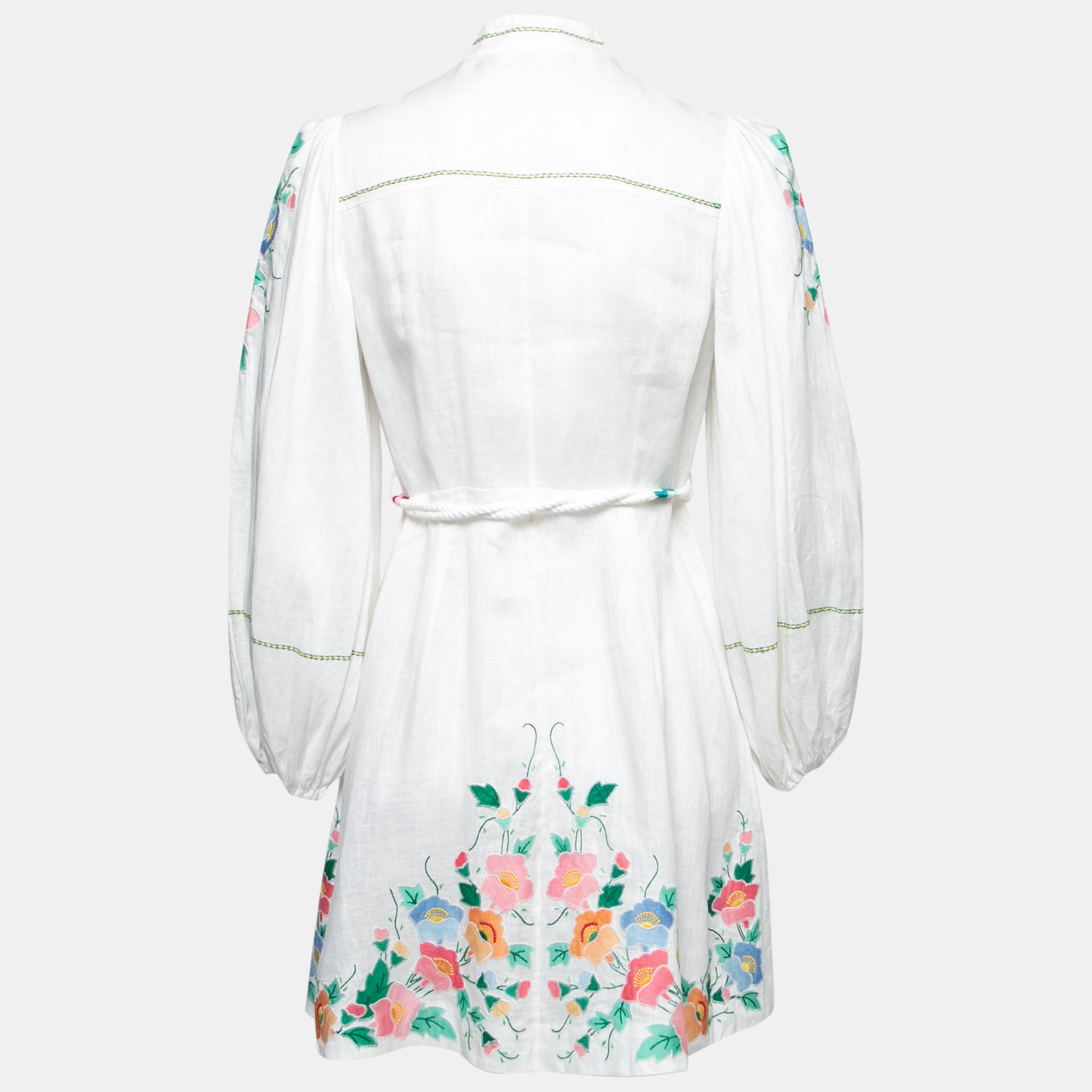 

Zimmermann White Embroidered Linen Belted Dress