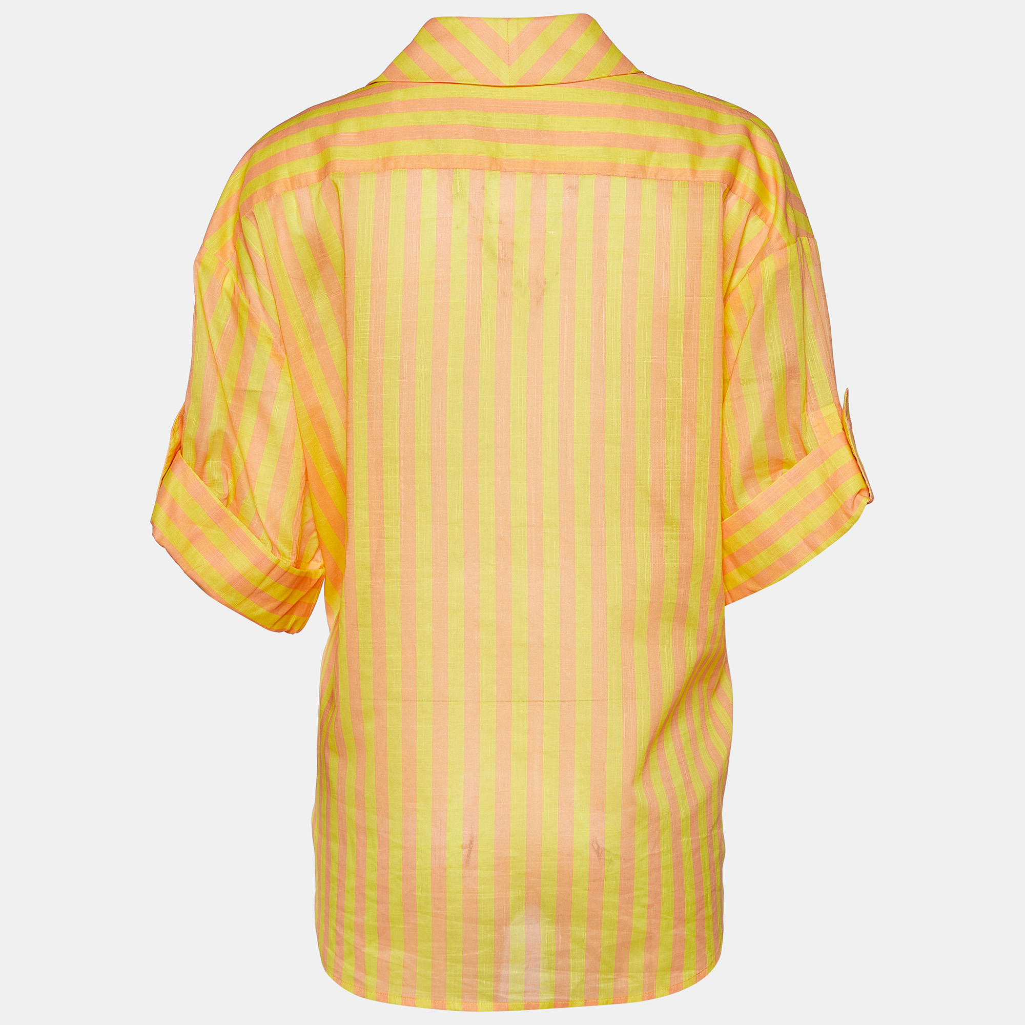 

Zimmermann Yellow Striped Cotton Applique Detail Oversized Shirt