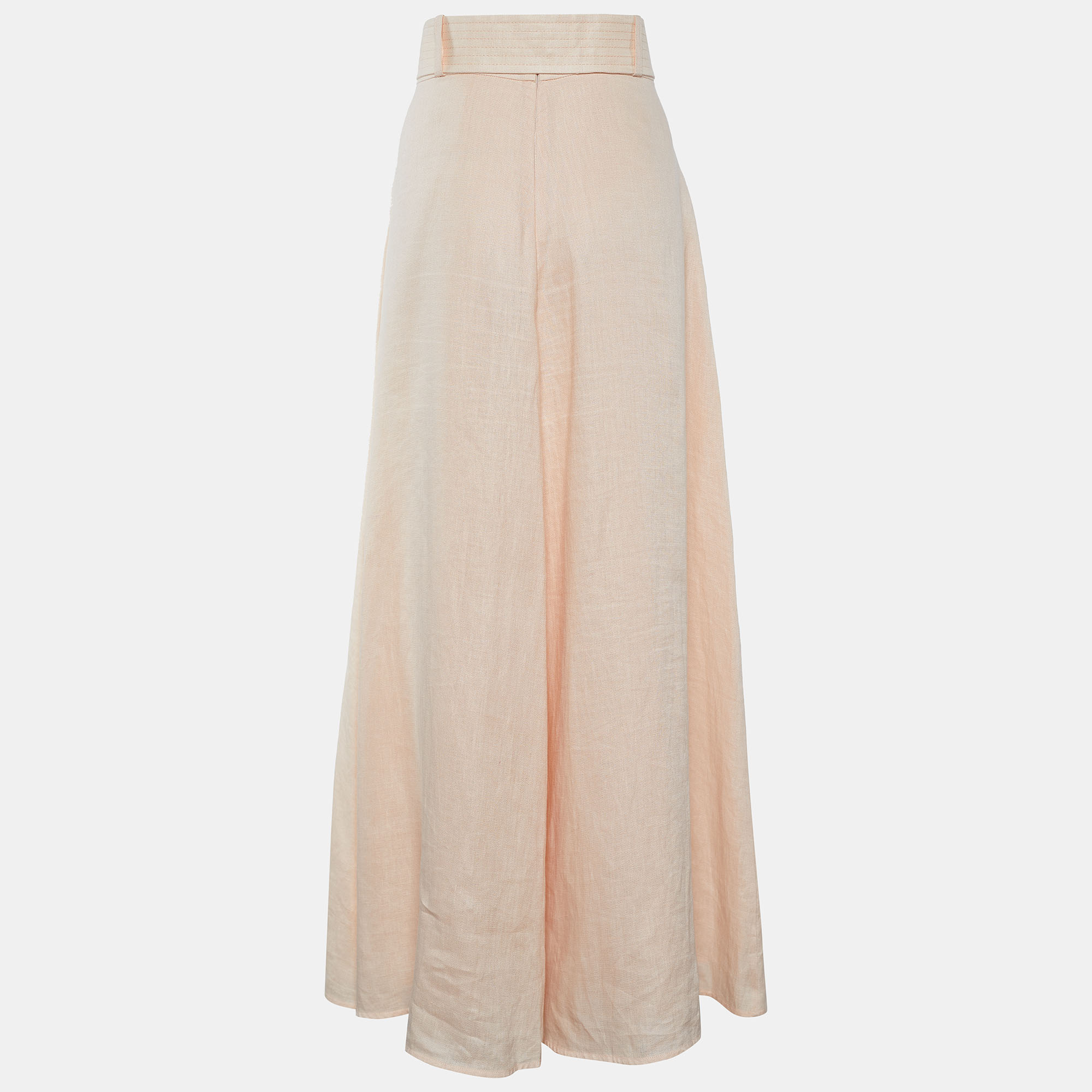 

Zimmermann Peach Linen Belted Maxi Skirt, Pink