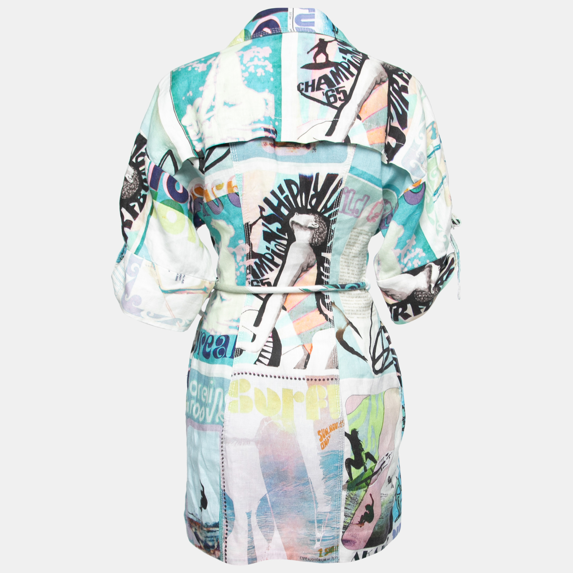 

Zimmermann Multicolor Printed Linen Belted Mini Shirtdress