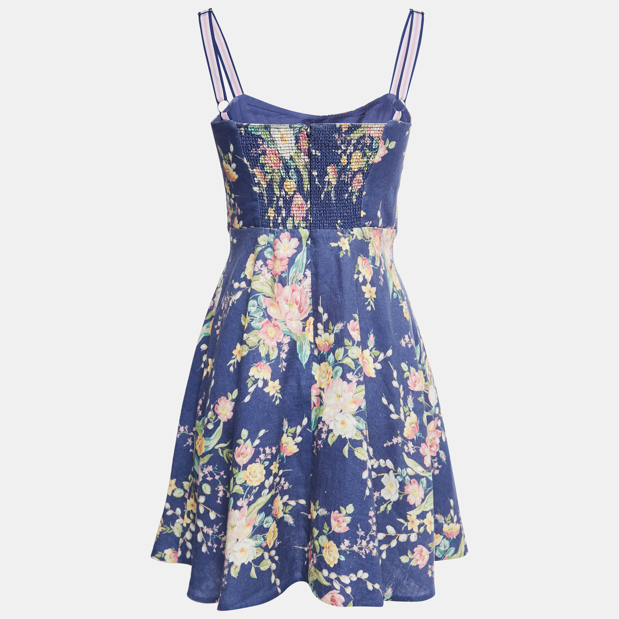 

Zimmermann Blue Floral Printed Linen Mini Dress