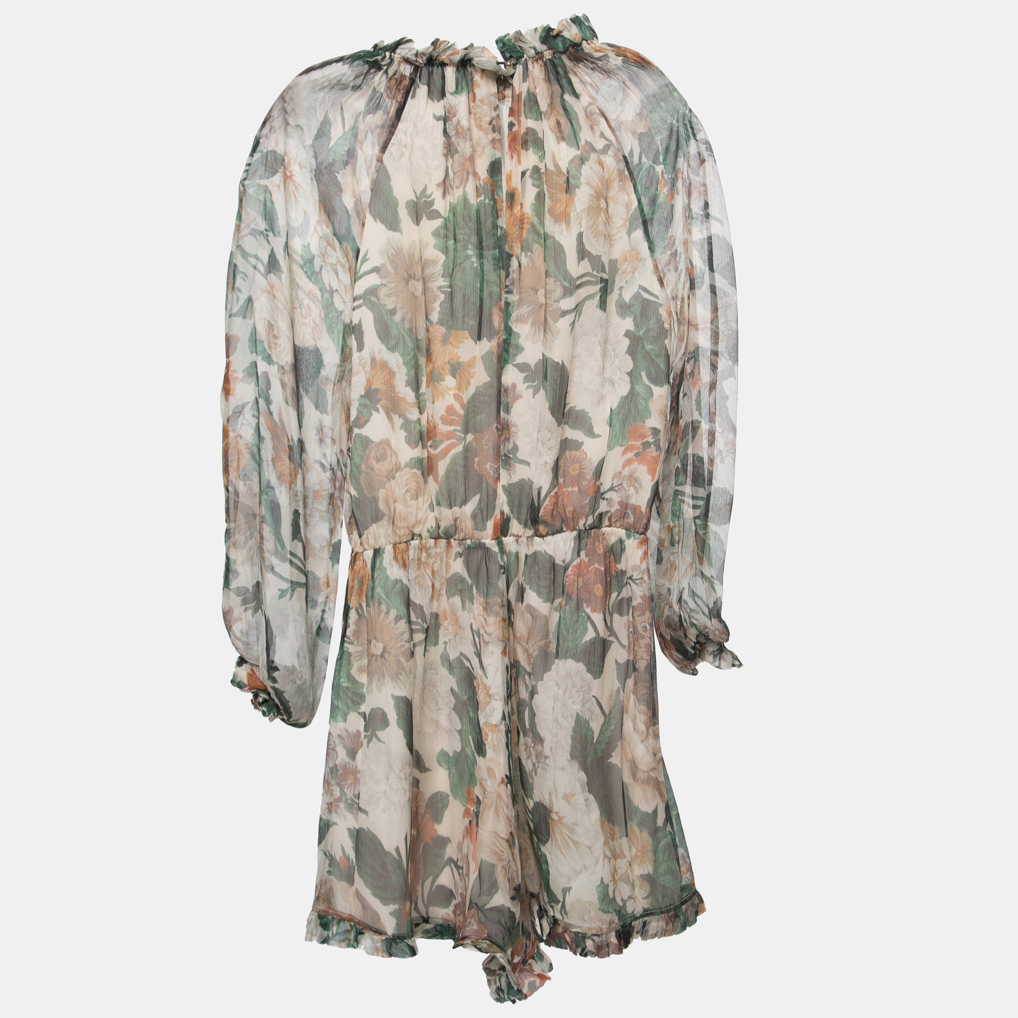 

Zimmermann Multicolor Floral Printed Silk Playsuit