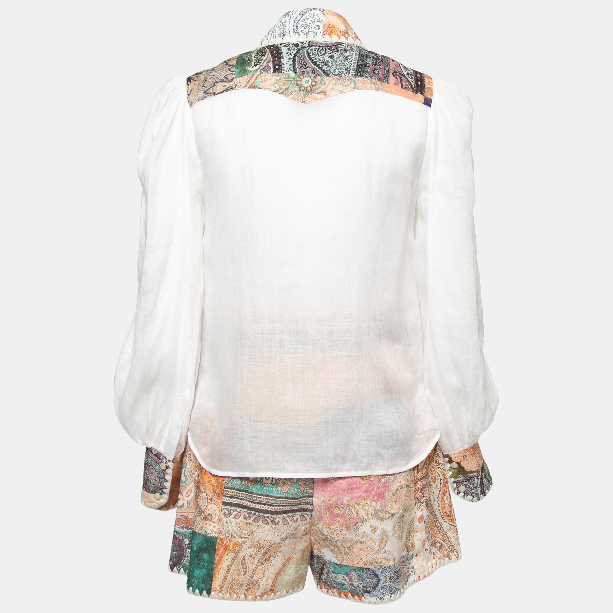 

Zimmermann White Paisley Printed Linen Shirt & Shorts Set