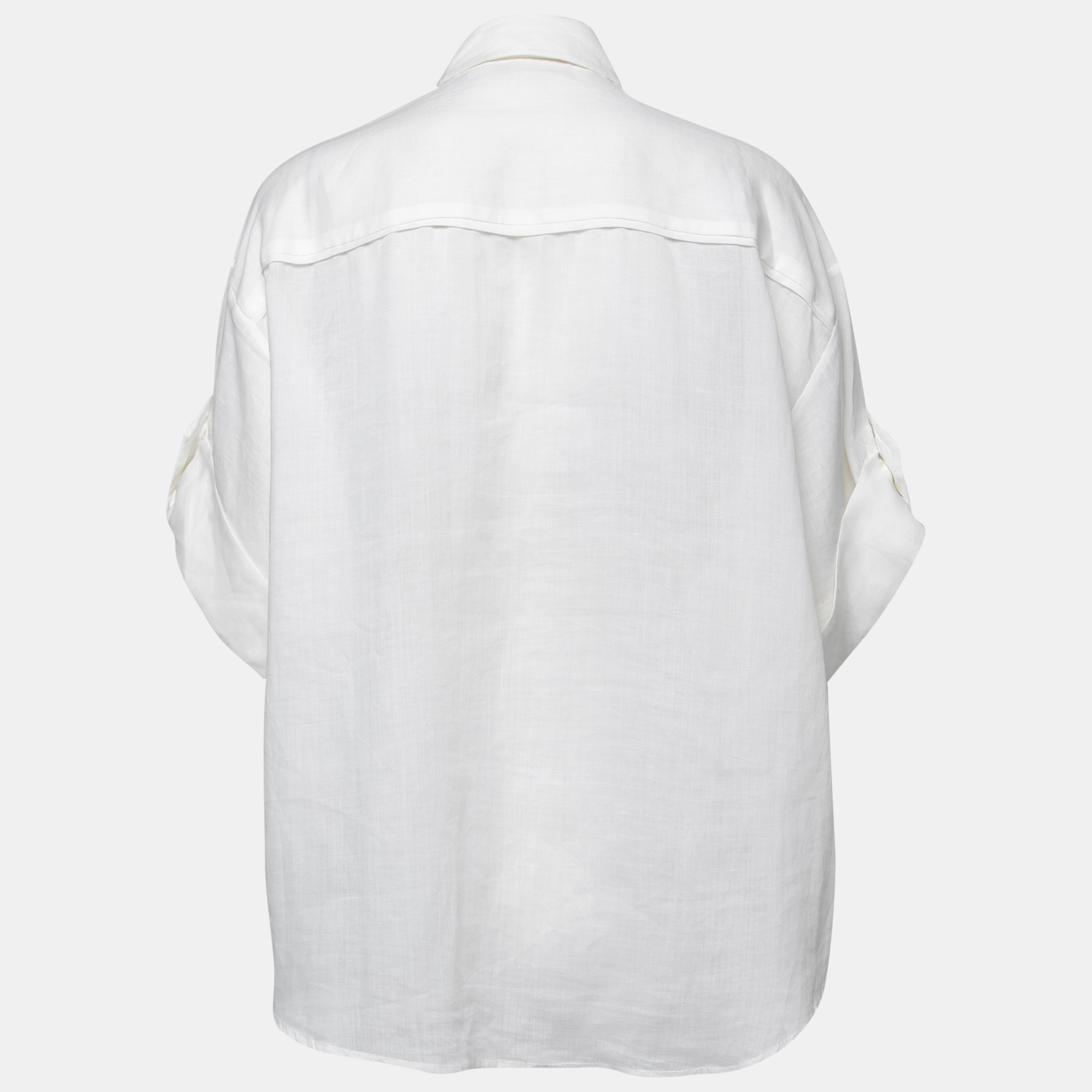 

Zimmermann White Ramie Pocket-Detail Short-Sleeve Shirt