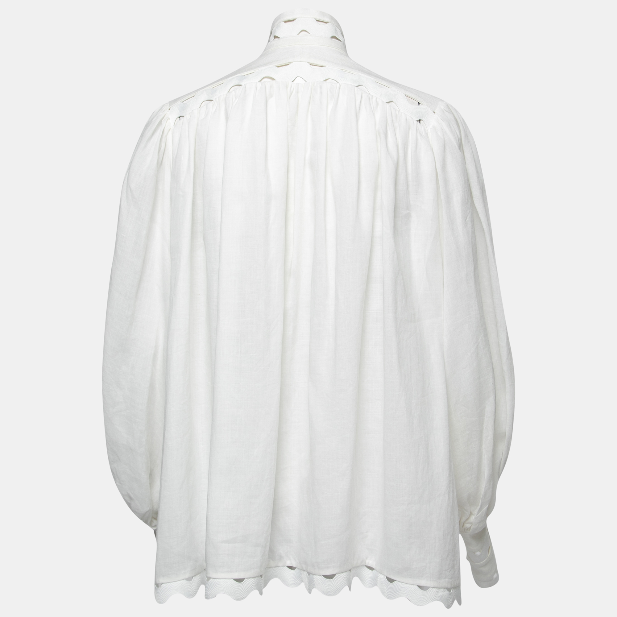 

Zimmermann White Ramie Button Front Blouse