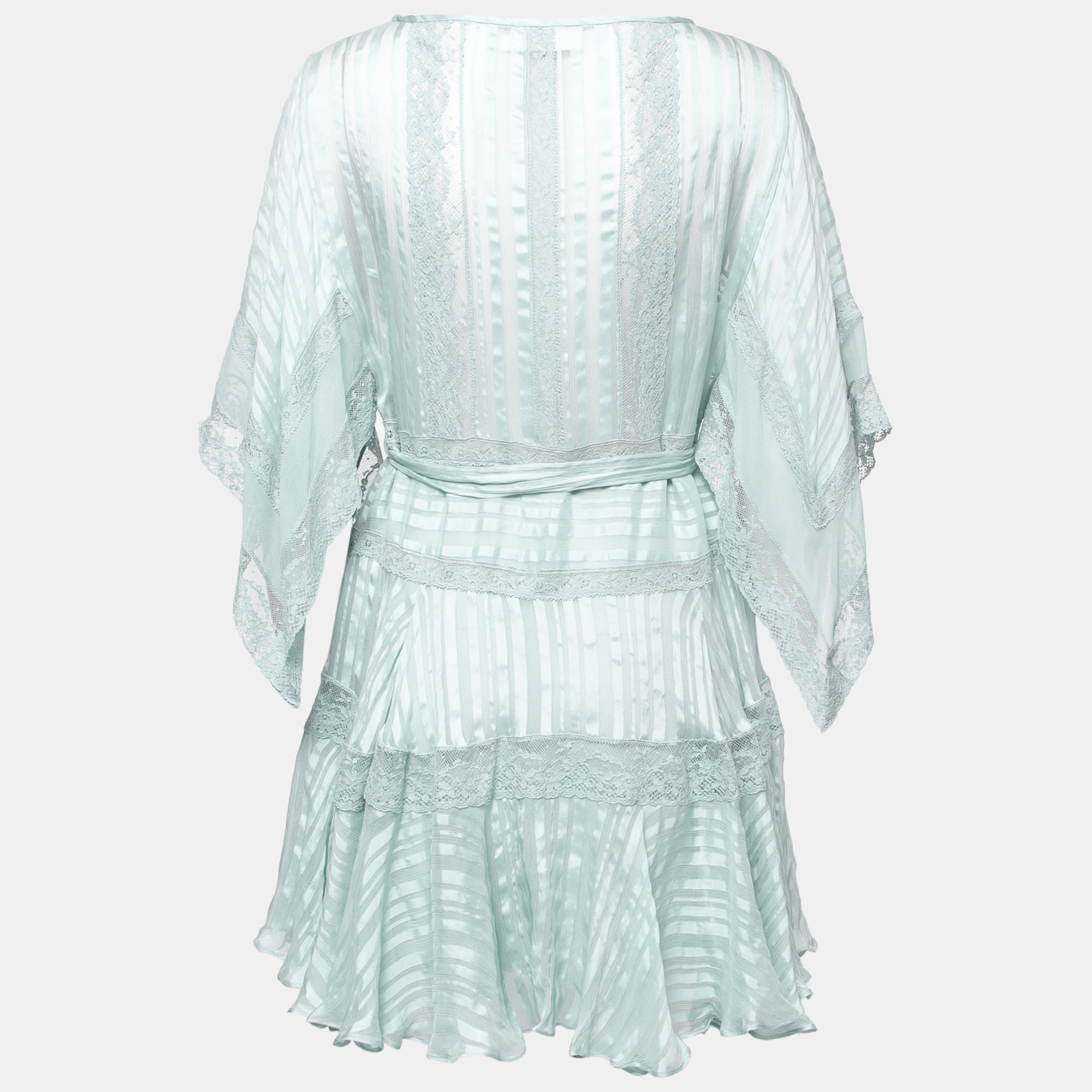 

Zimmermann Pale Blue Striped Silk Whitewave Veil Mini Dress, Beige