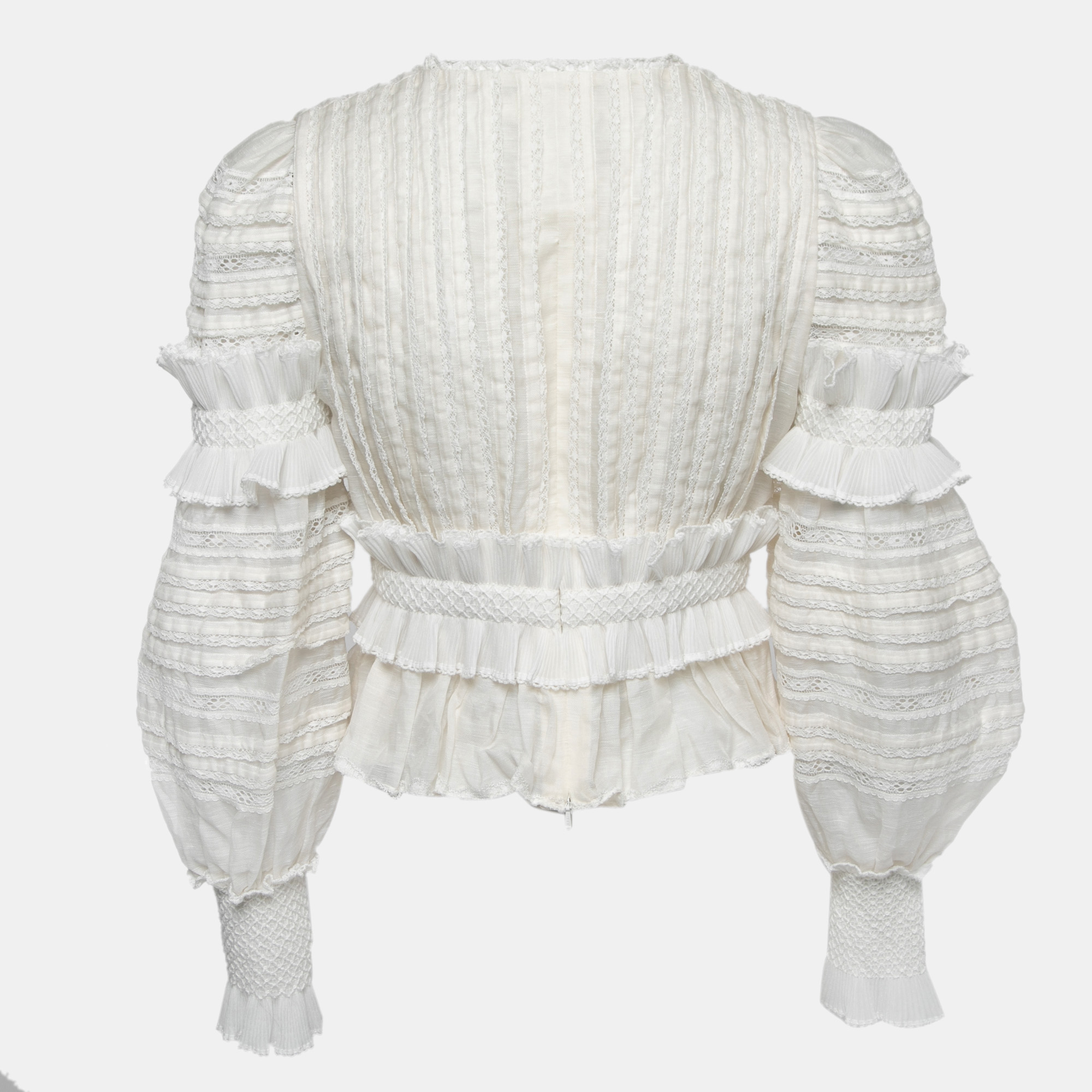 

Zimmermann Cream Lace Embroidered Linen Blend Top