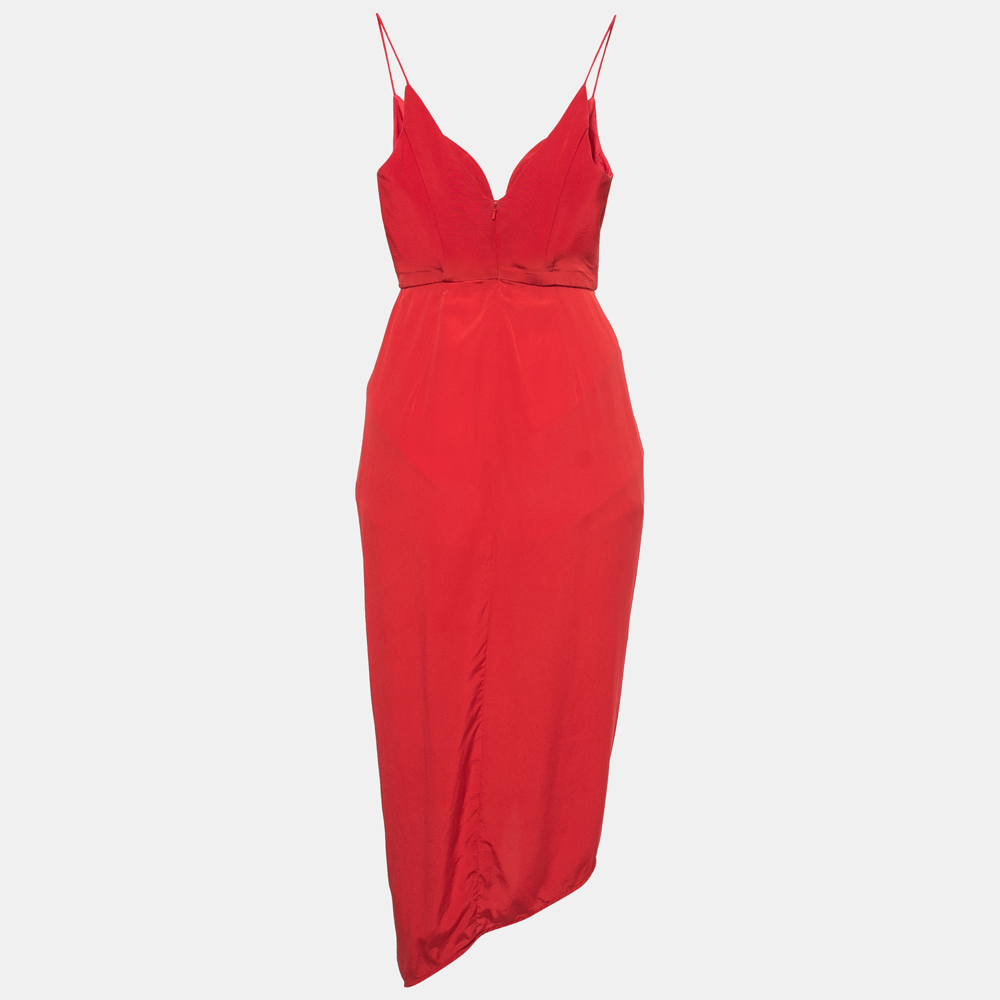 

Zimmermann Red Silk Plunge Draped Dress