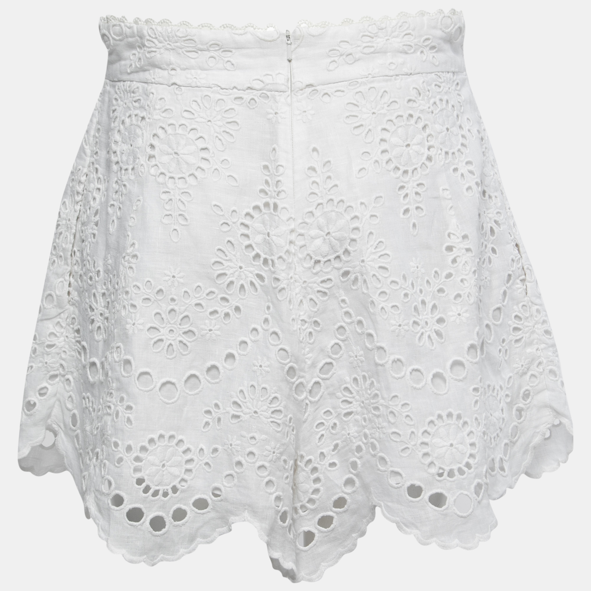 

Zimmermann White Embroidered Eyelet Linen Pleated Shorts