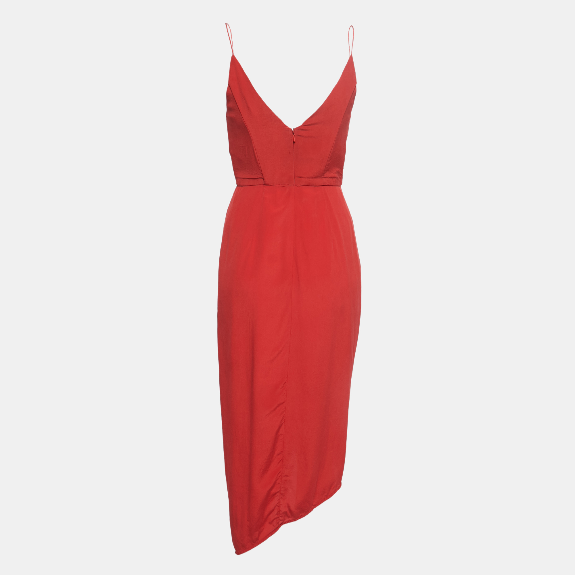 

Zimmermann Red Silk Draped Strappy Midi Dress