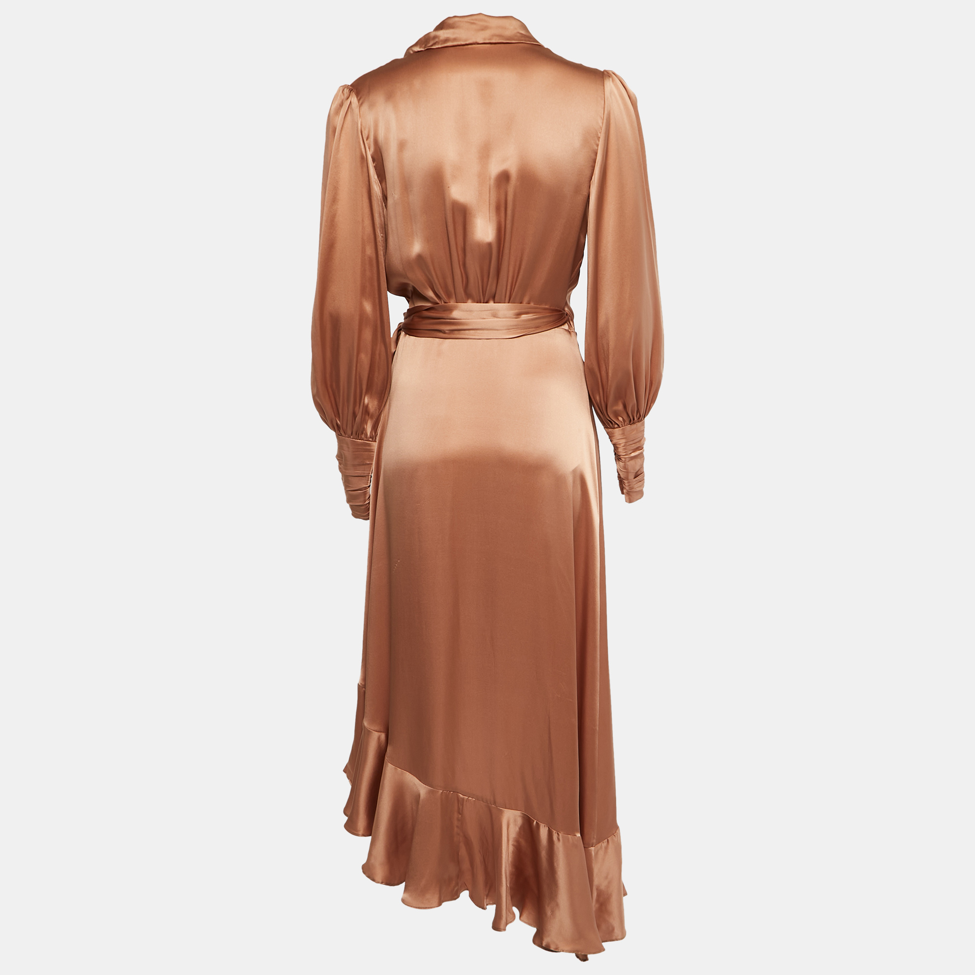 

Zimmermann Dusty Pink Silk Satin Wrap On Midi Dress