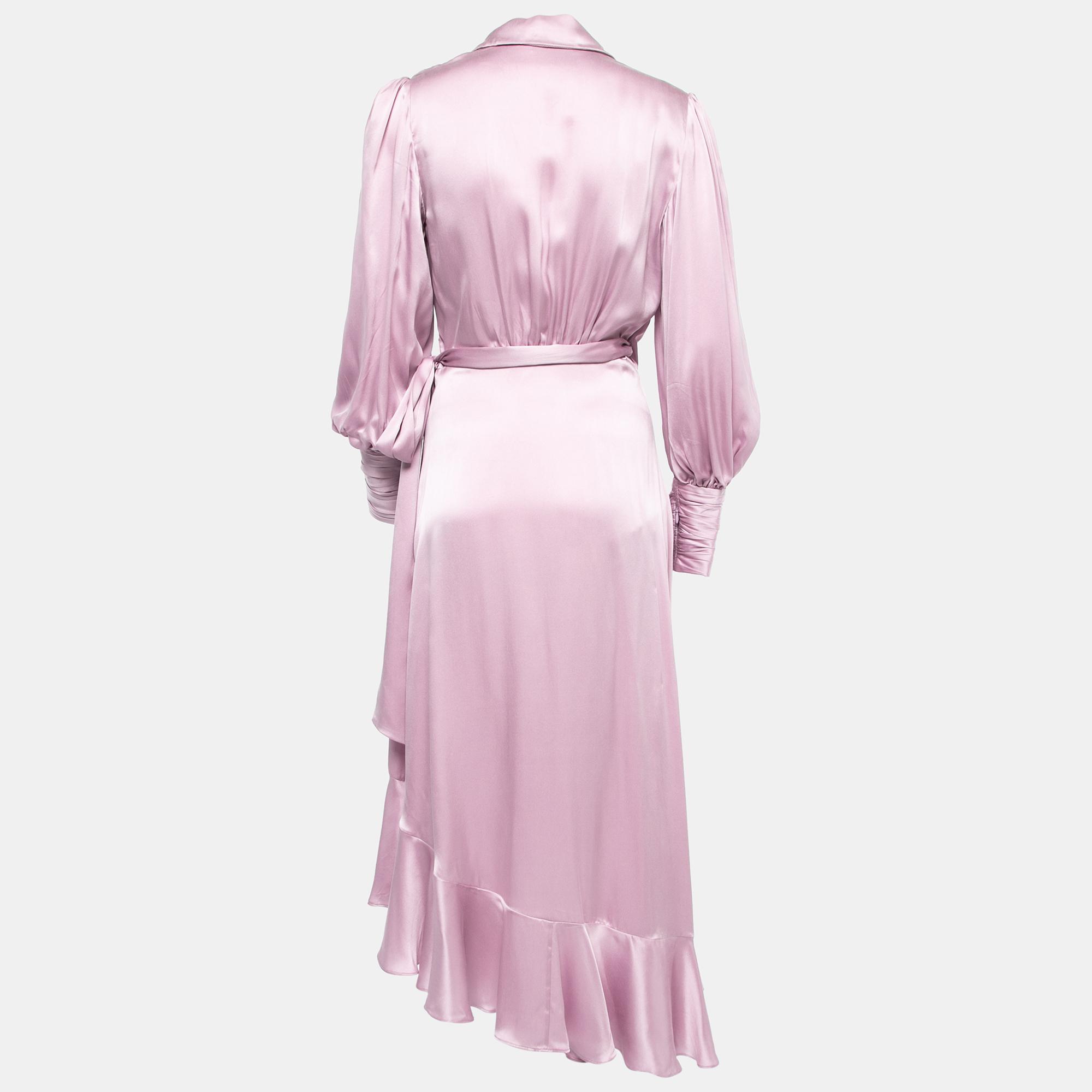 

Zimmermann Purple Silk Satin Wrap On Asymmetrical Midi Dress