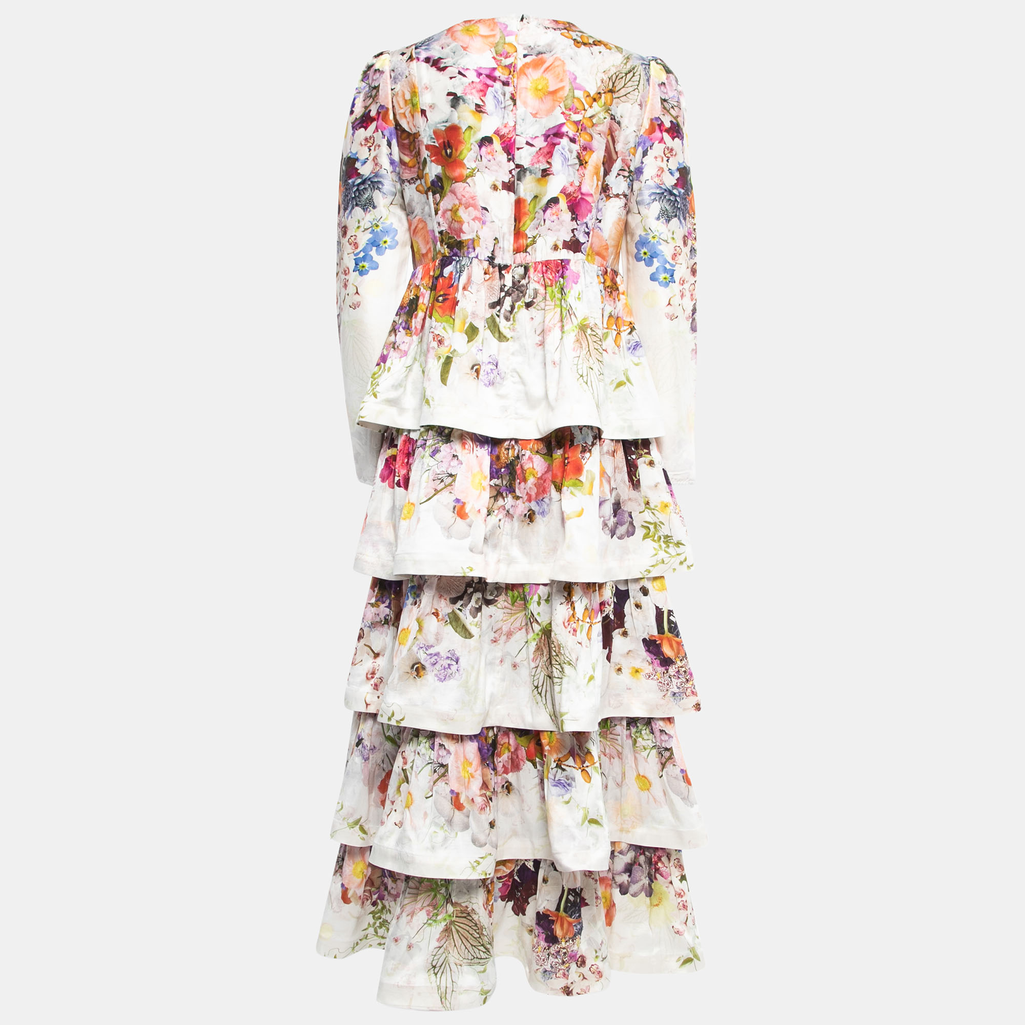 

Zimmermann Multicolor Floral Print Silk Prima Tiered Long Sleeve Dress