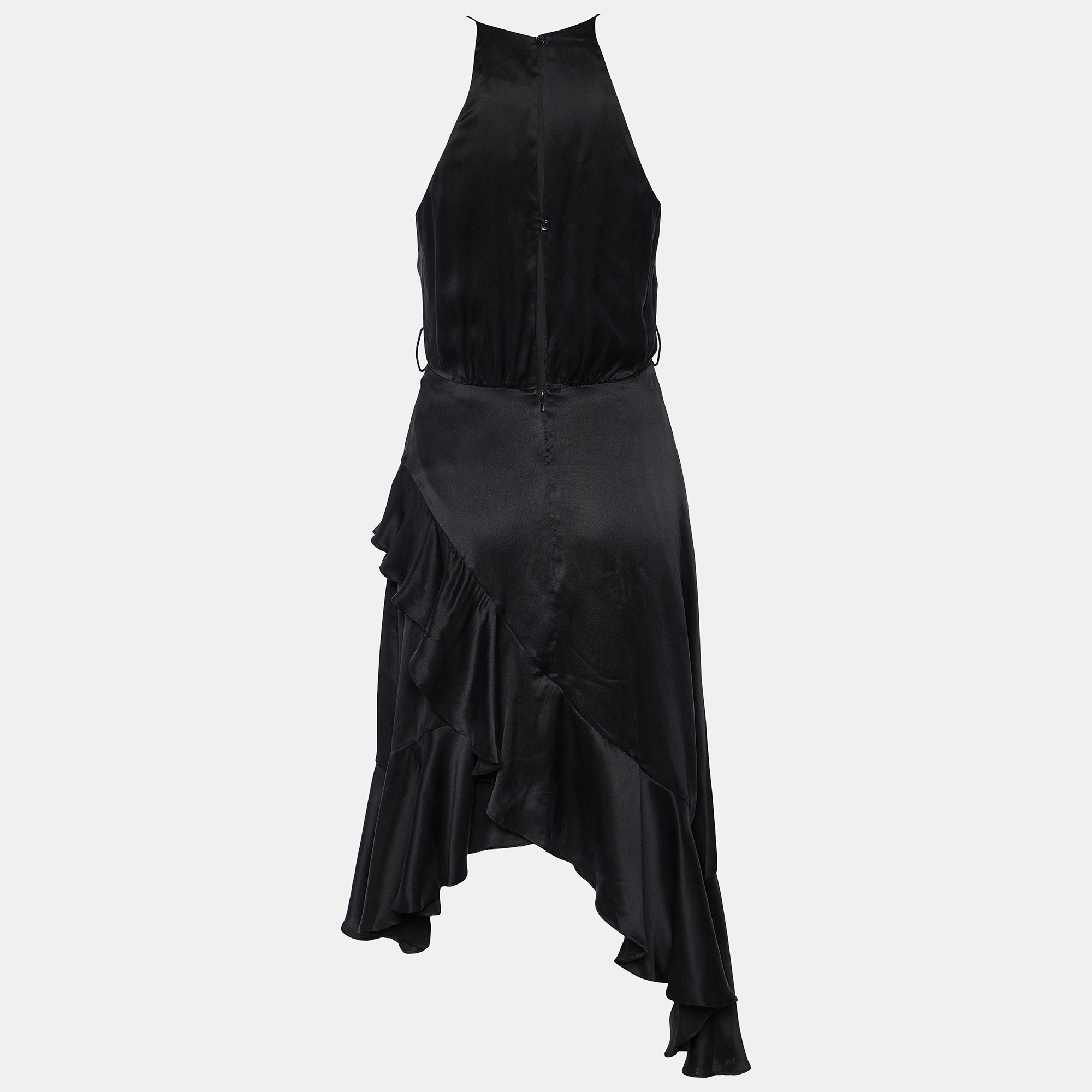 

Zimmermann Black Silk Satin Ruffled Midi Dress