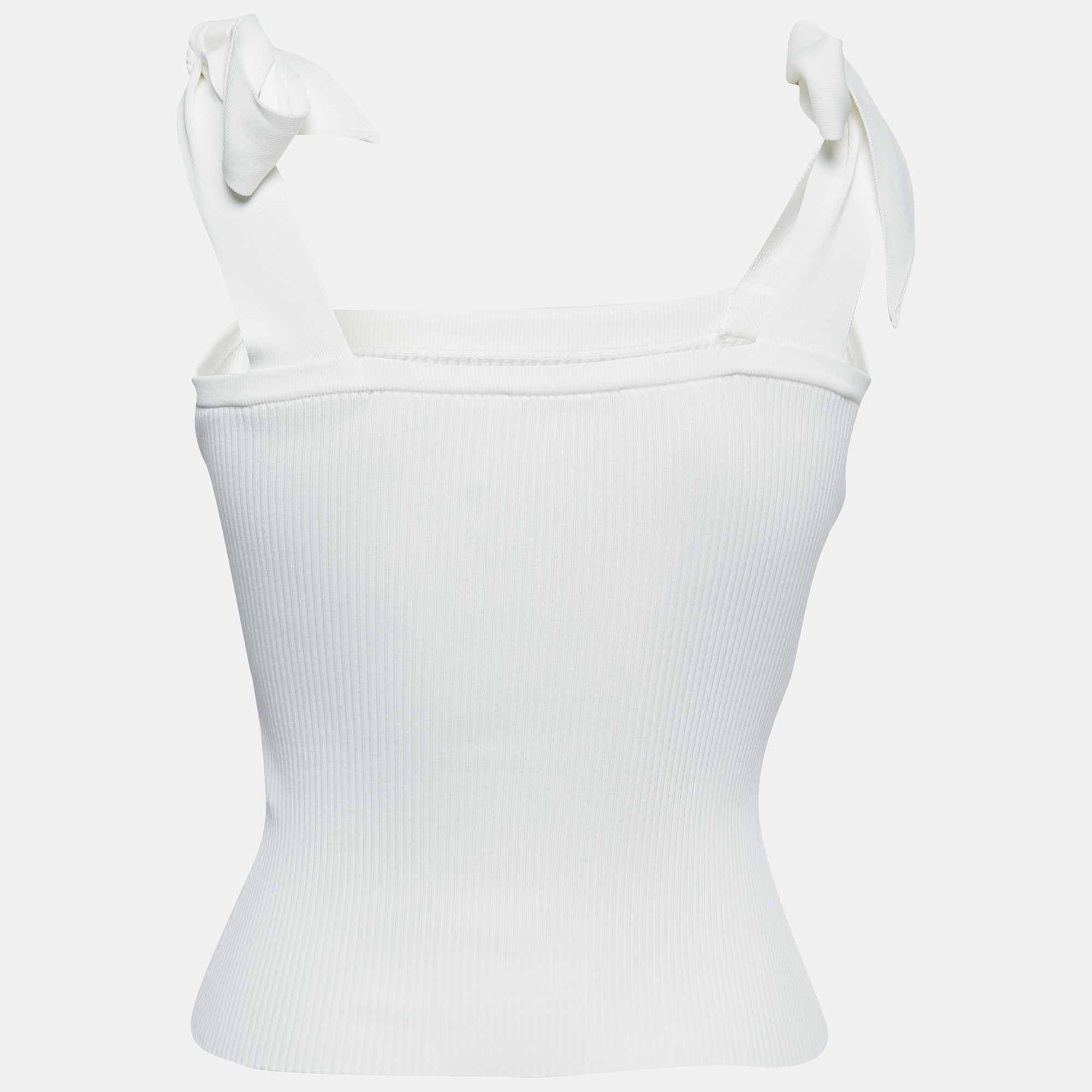 

Zimmermann White Rib Knit Sleeveless Tie Up Top