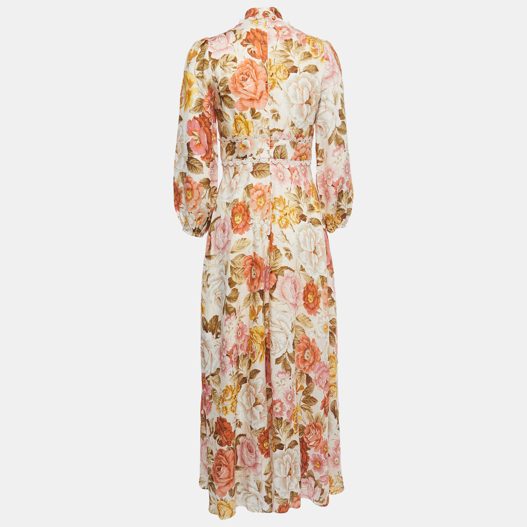 

Zimmermann Multi Color Floral Print Button Front Full Sleeve Maxi Dress, Multicolor