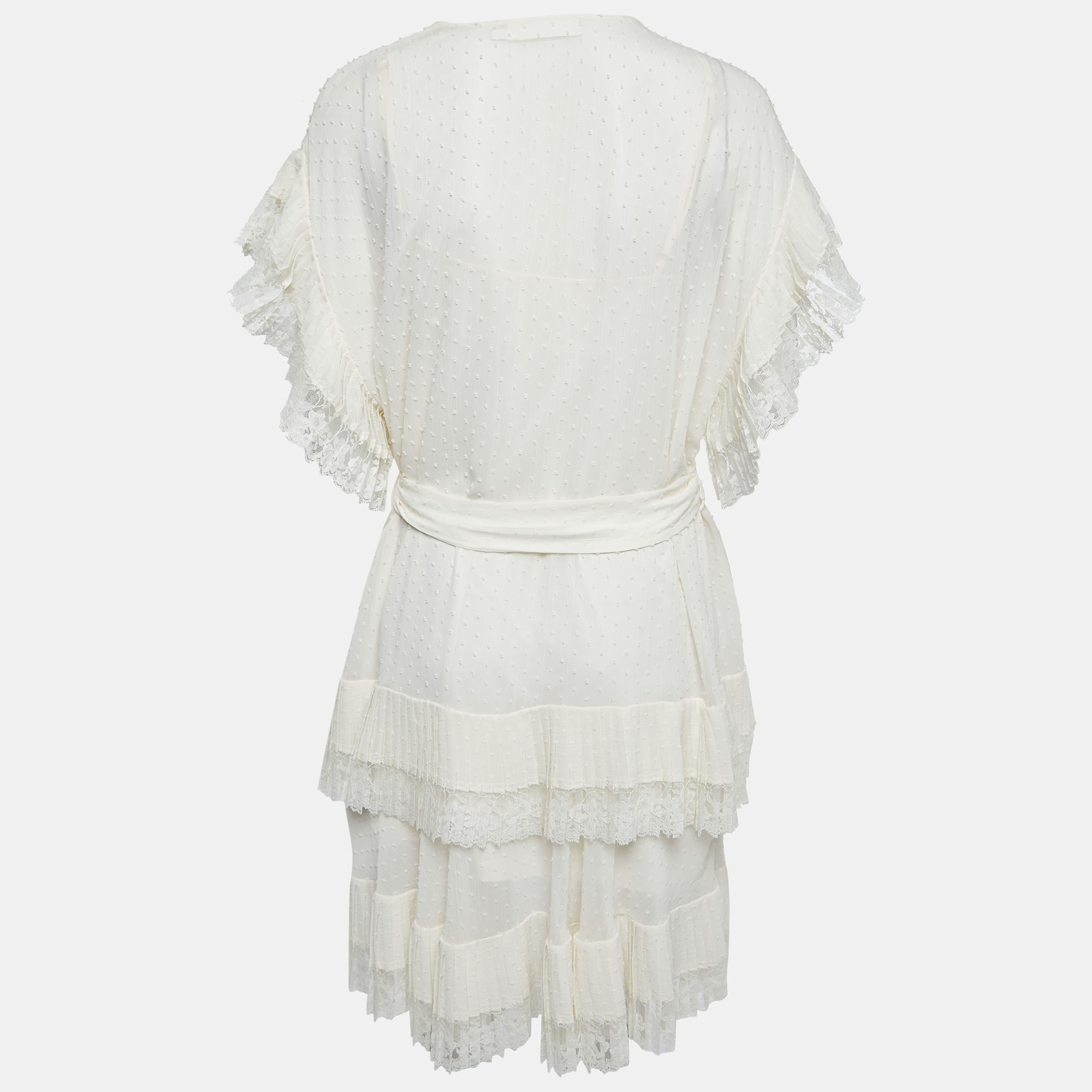 

Zimmermann White Dotted Chiffon Belted Mini Dress