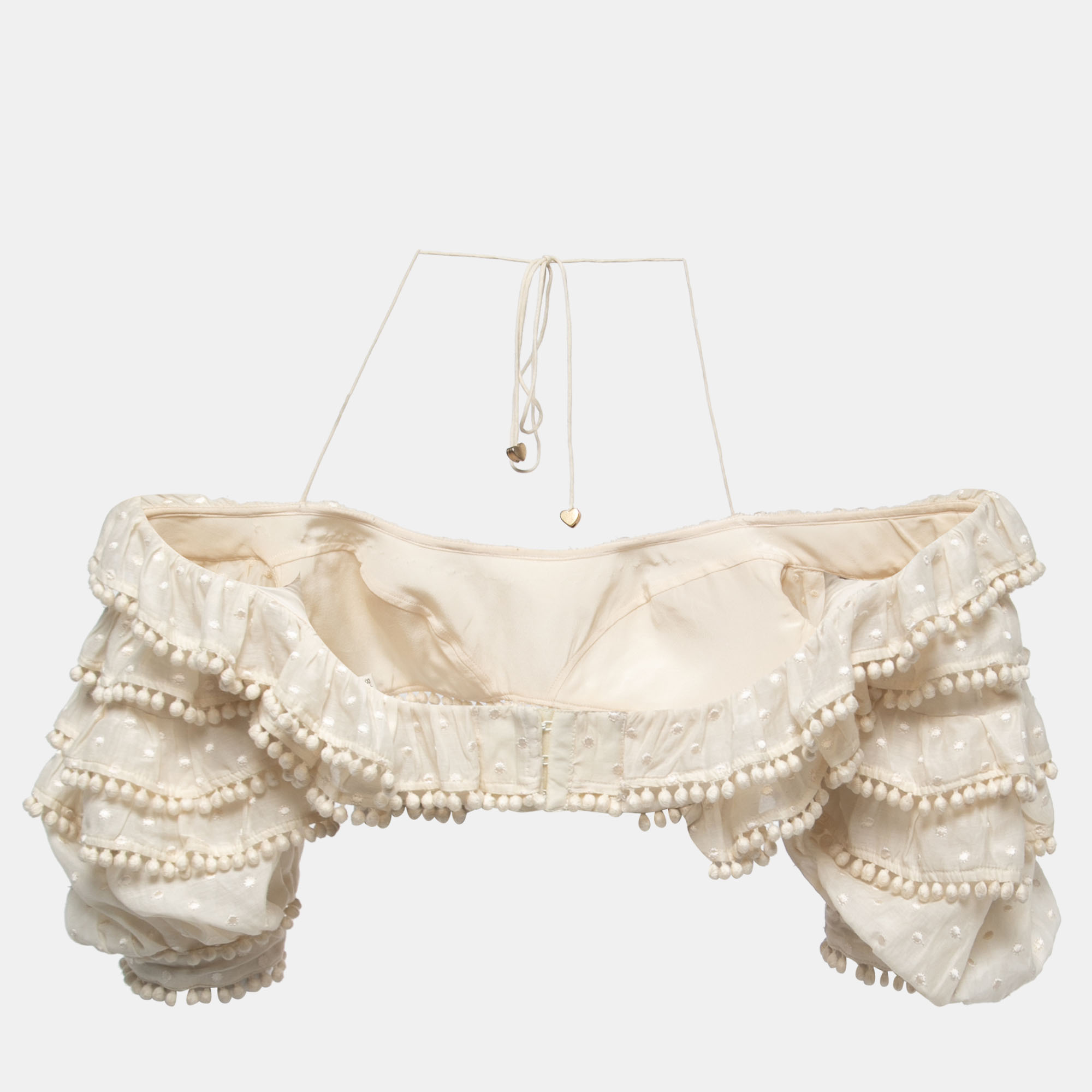 

Zimmermann Cream Cotton & Silk Ruffled Crop Top