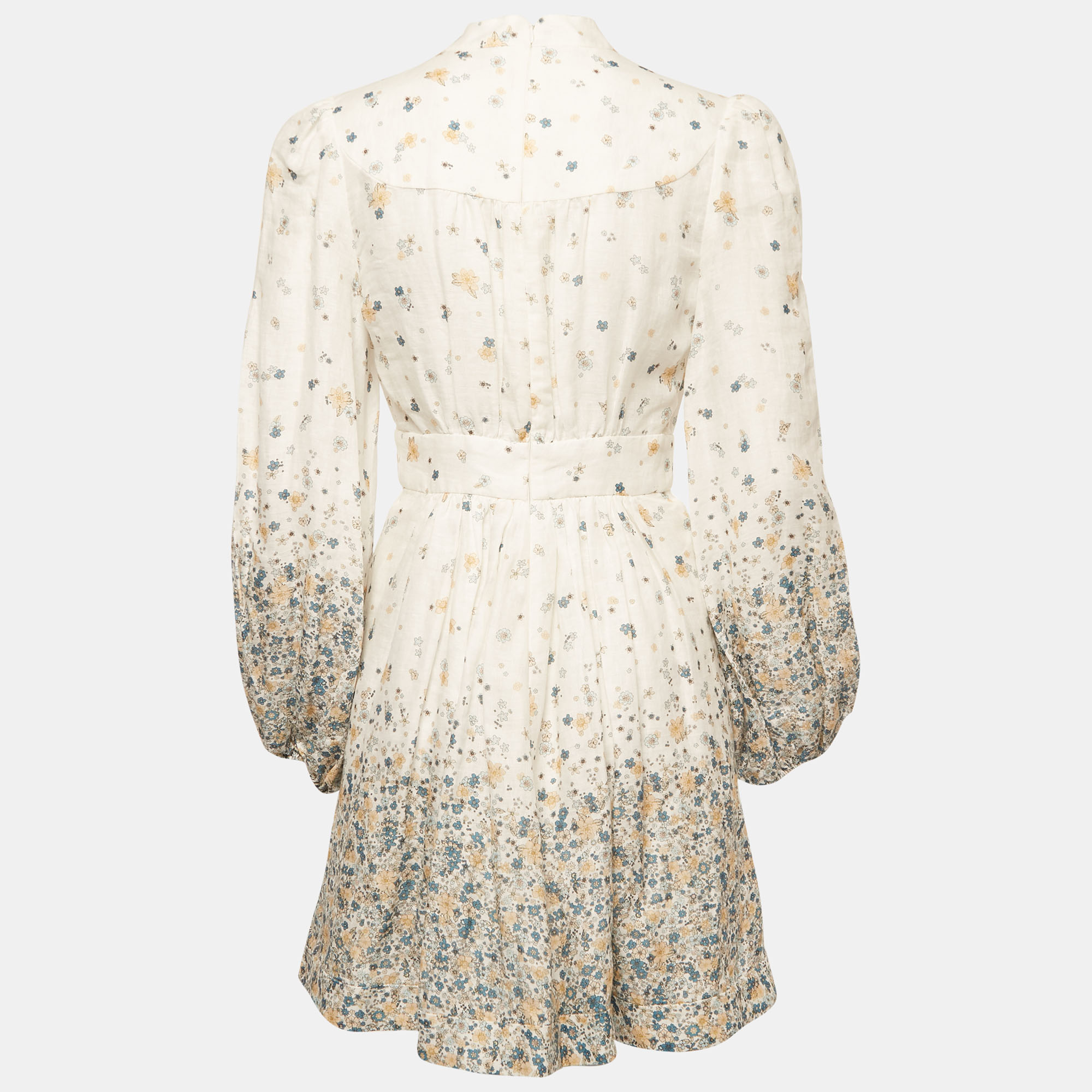 

Zimmermann White Floral Printed Linen Mini Dress