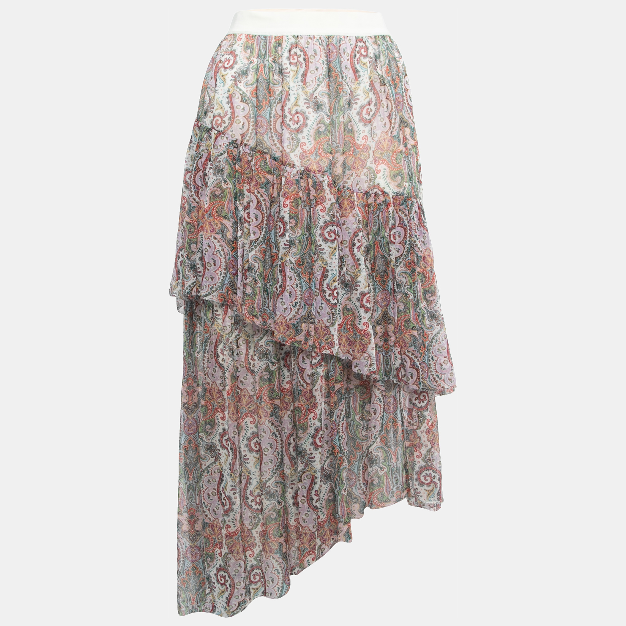 

Zimmermann Multicolor Paisley Printed Silk Asymmetrical Skirt