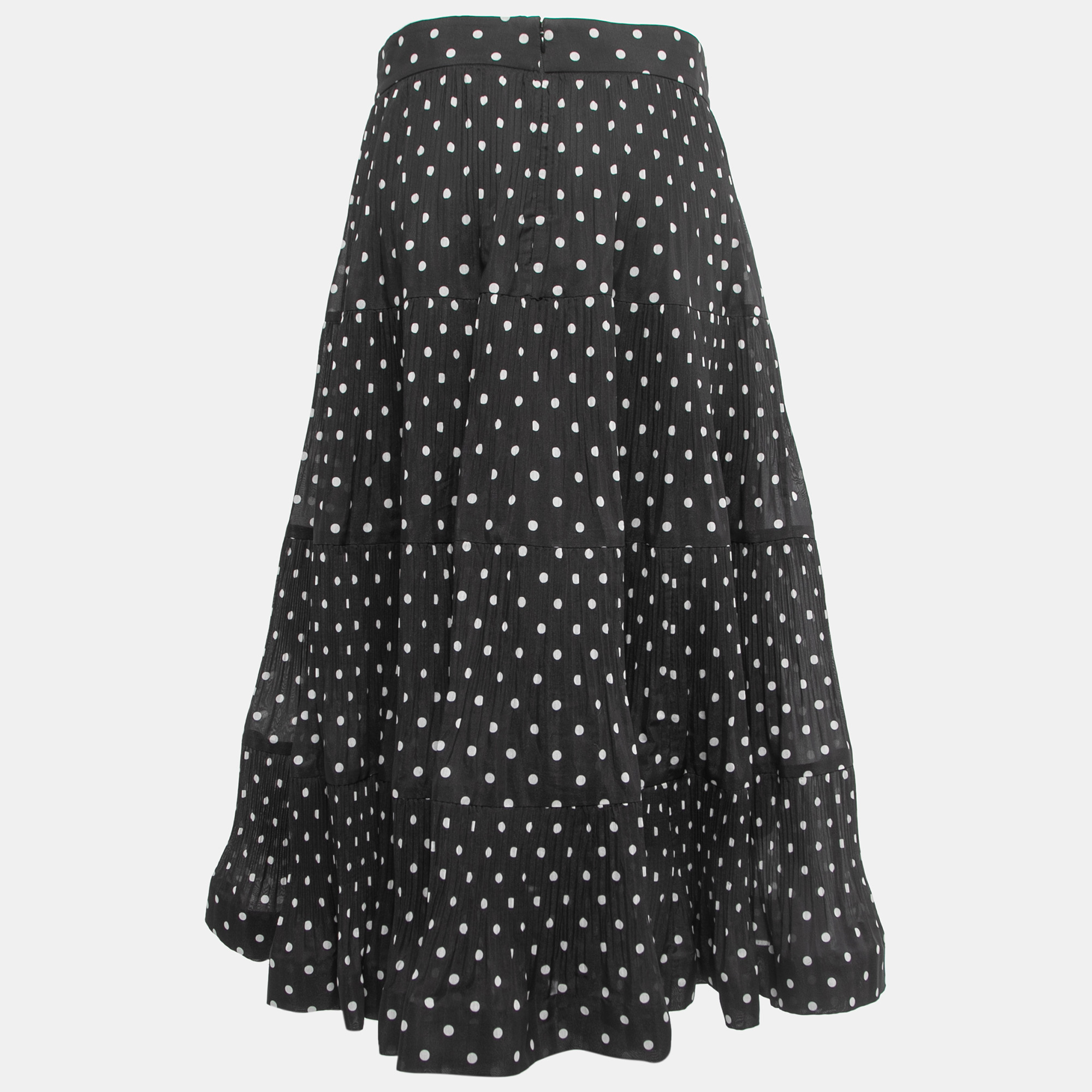 

Zimmermann Black Polka Dot Plisse Organza Midi Skirt