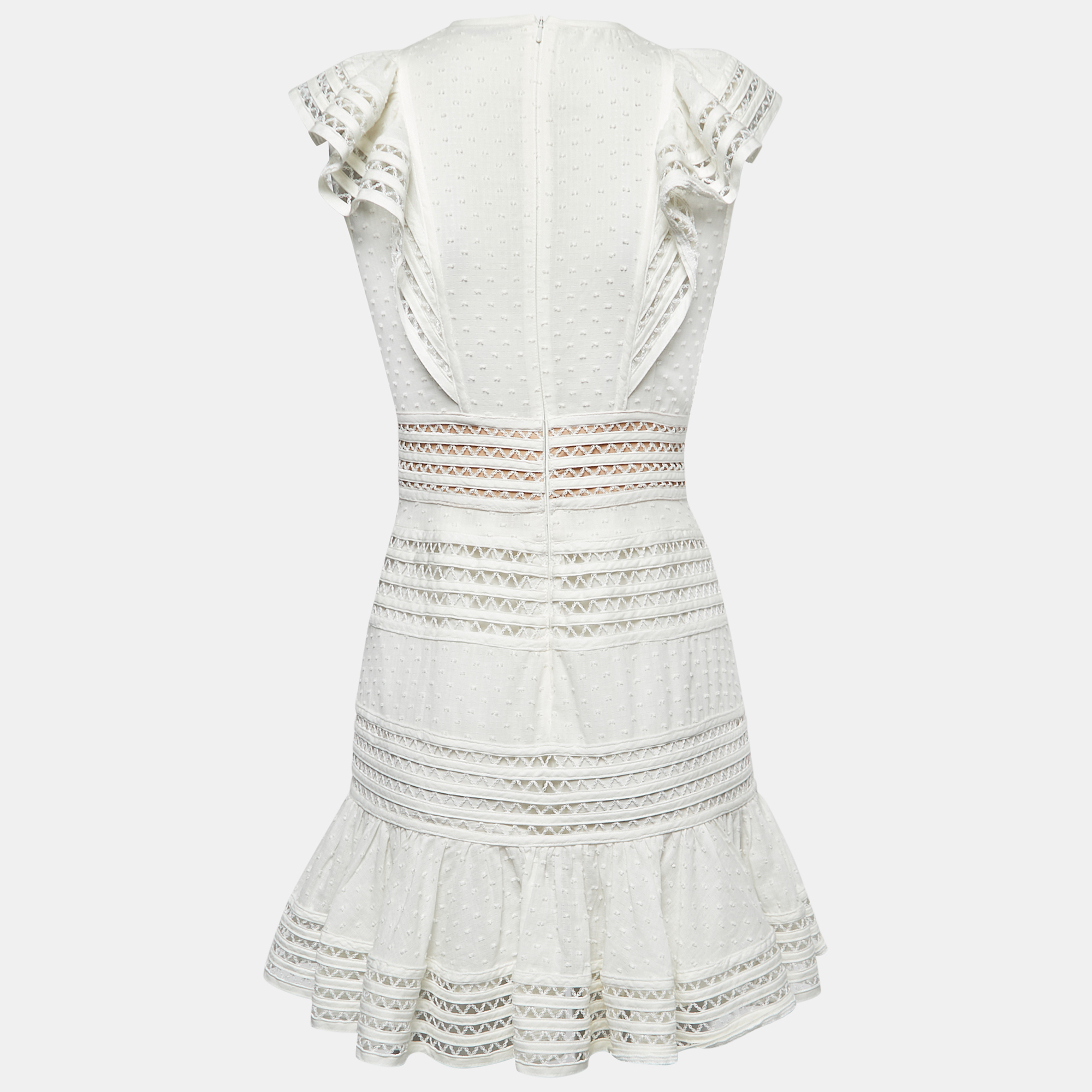 

Zimmermann White Cotton & Lace Ruffled Mini Dress