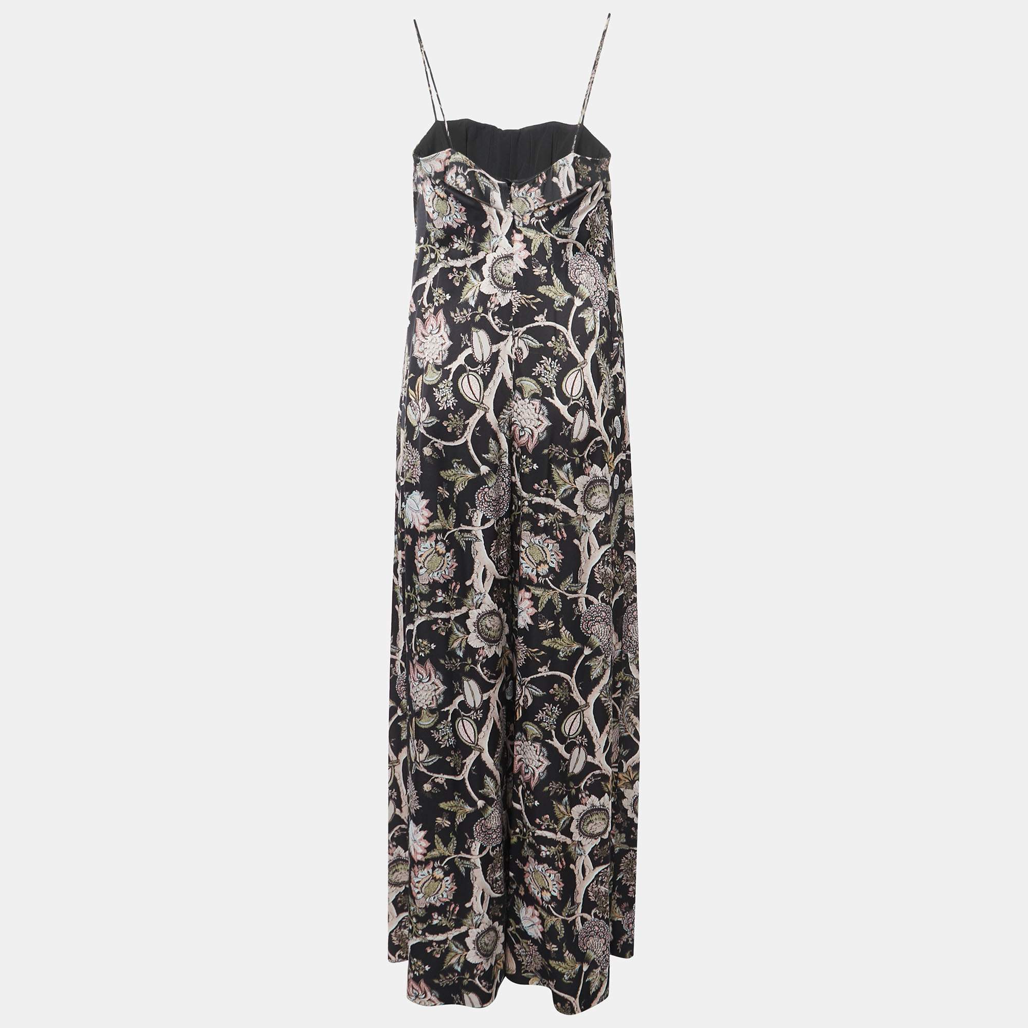 

Zimmermann Black Floral Print Crepe Strappy Corset Jumpsuit