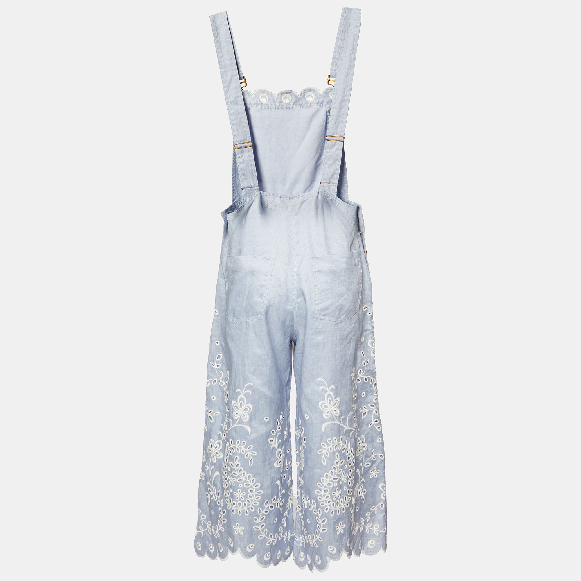 

Zimmermann Blue Clover Broderie Anglaise Linen Cropped Jumpsuit