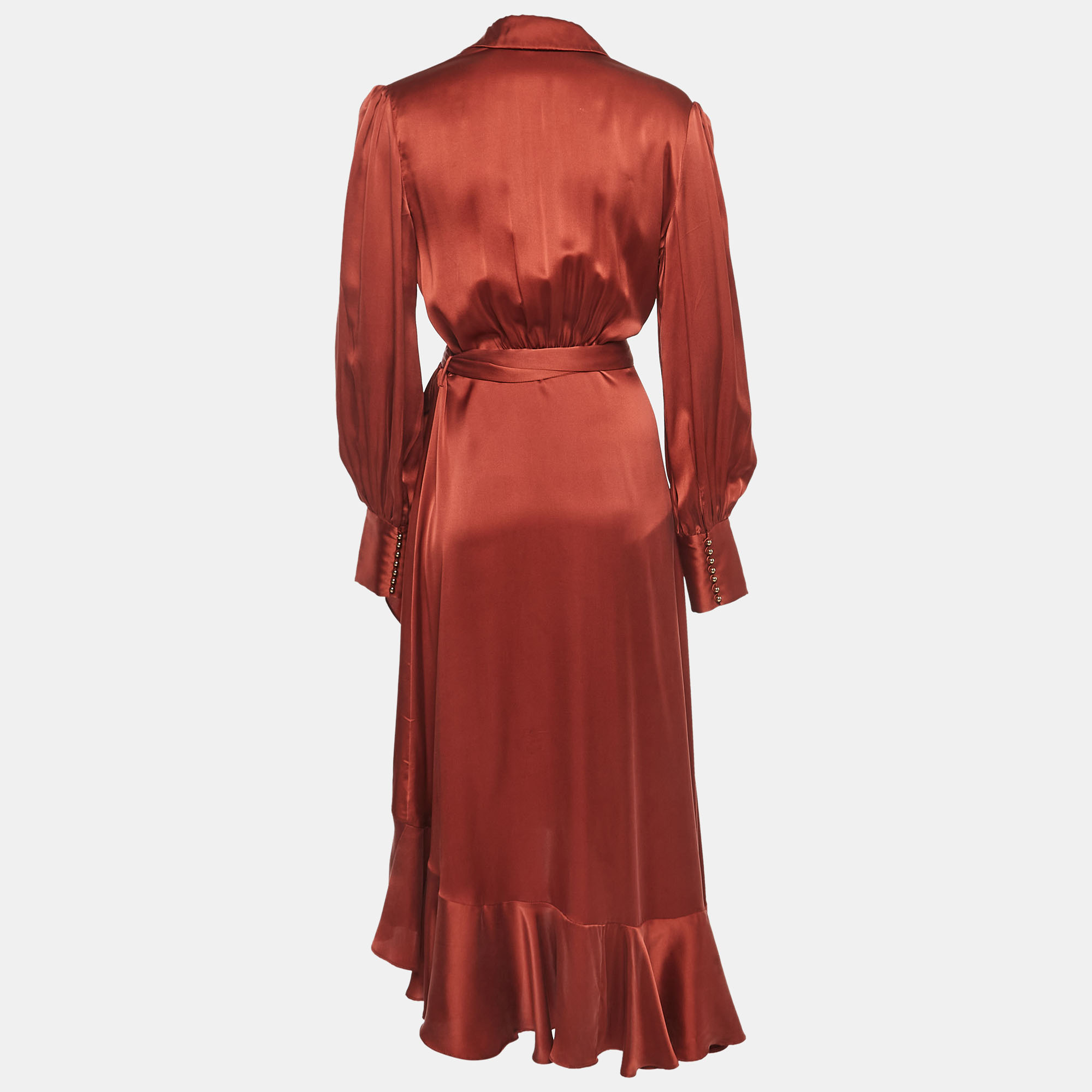 

Zimmermann Brown Silk Wrap On Midi Dress