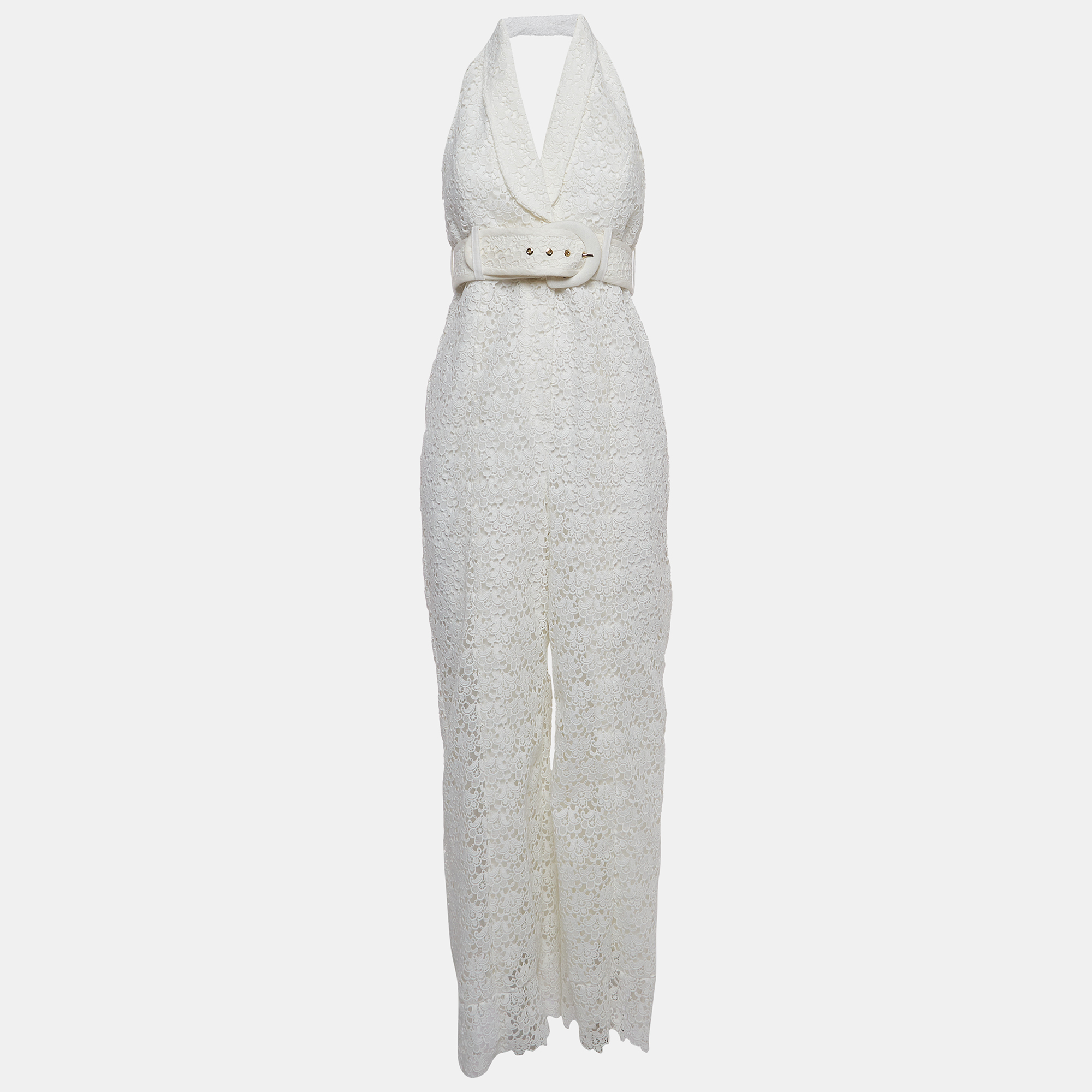 

Zimmermann White Floral Pattern Lace Belted Jumpsuit M