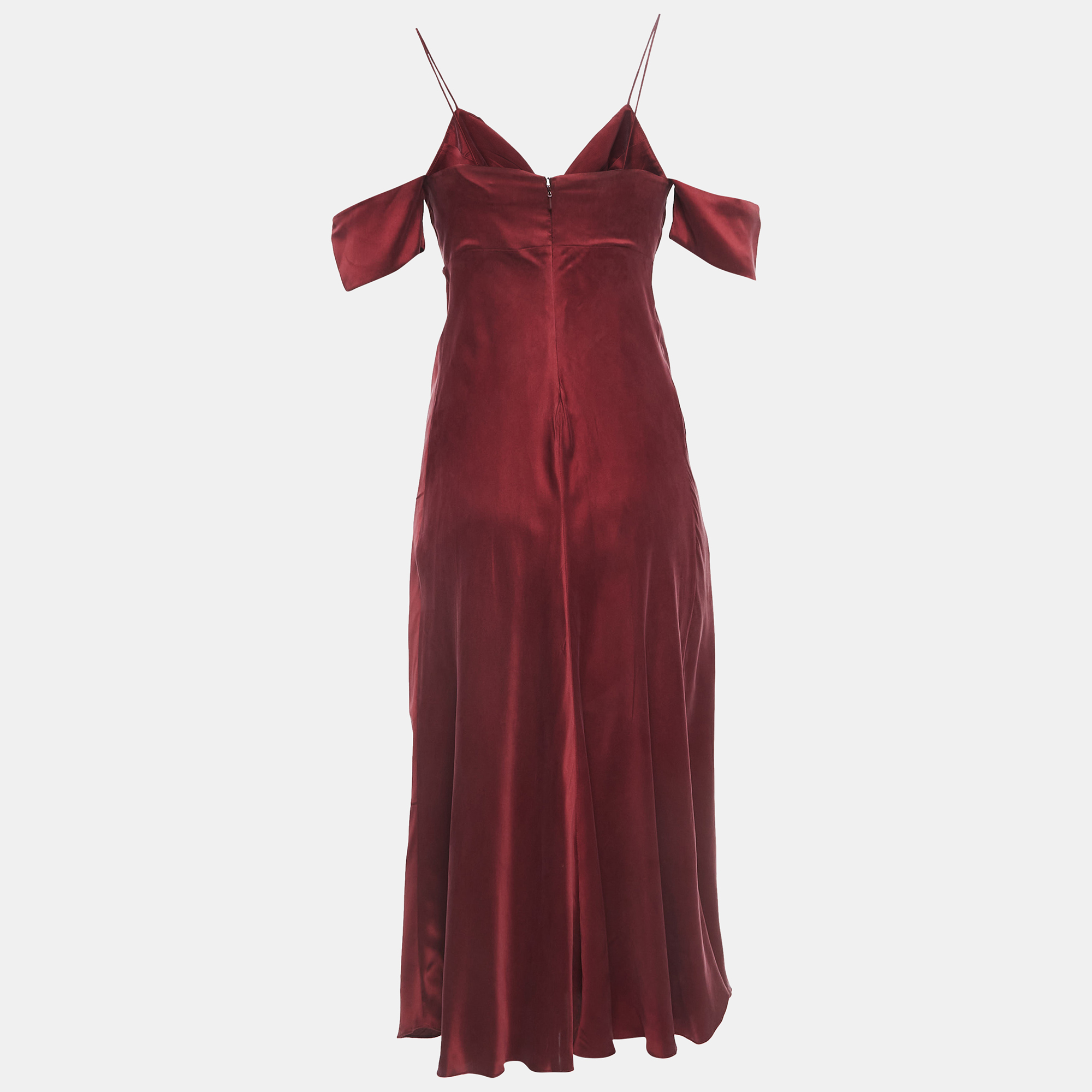 

Zimmermann Maroon Brown Silk Cowl Neck Slip Dress, Red