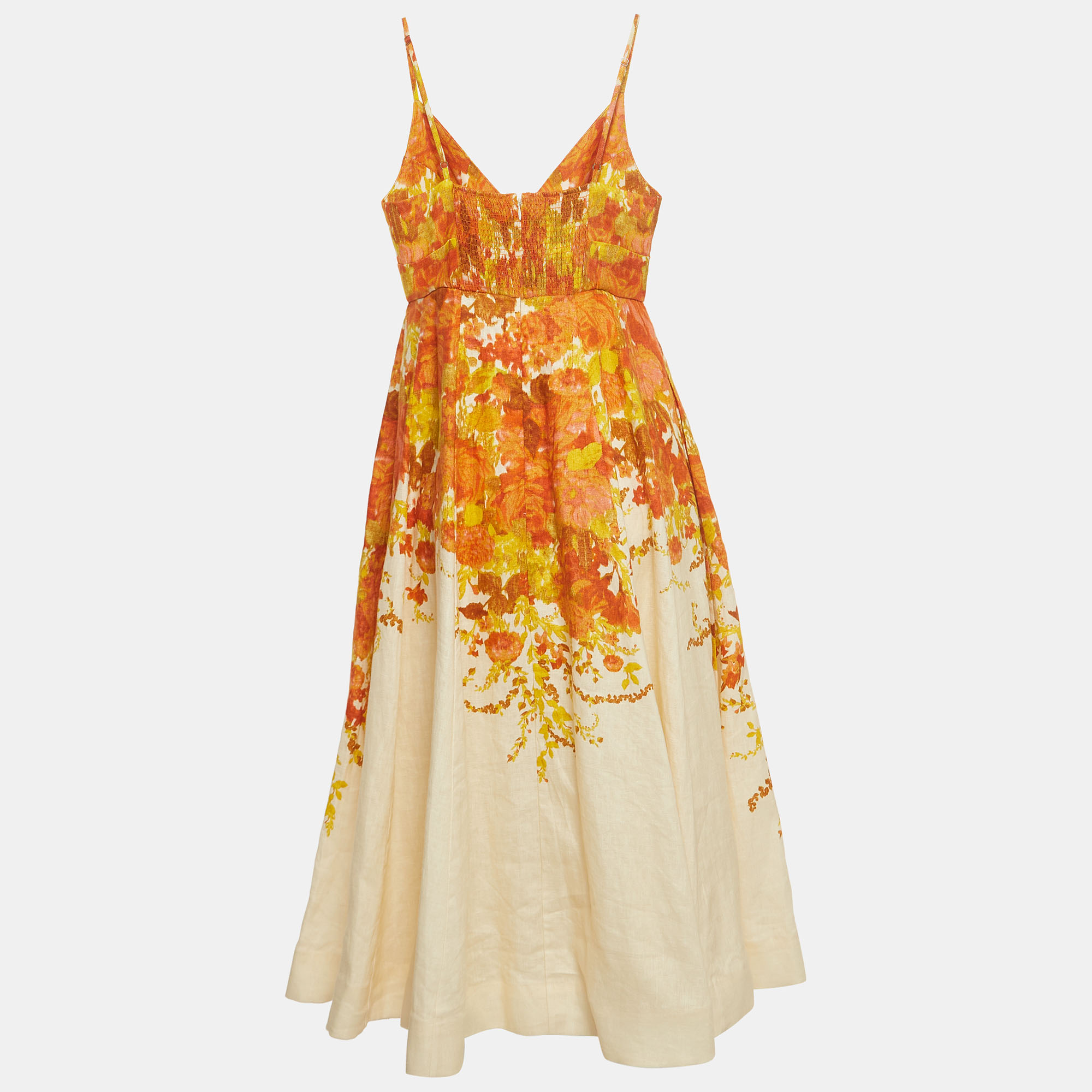 

Zimmermann Orange/Cream Printed Linen Midi Dress