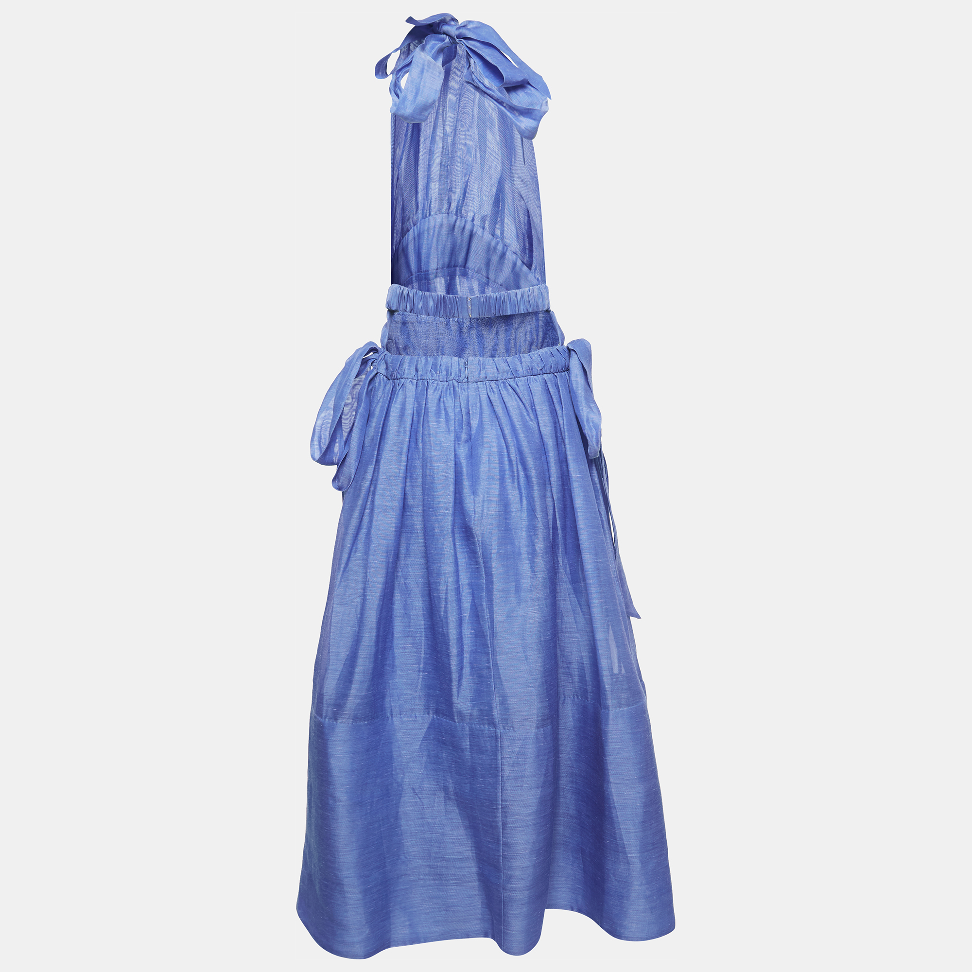 

Zimmermann Blue Linen and Silk Halter Neck Gown