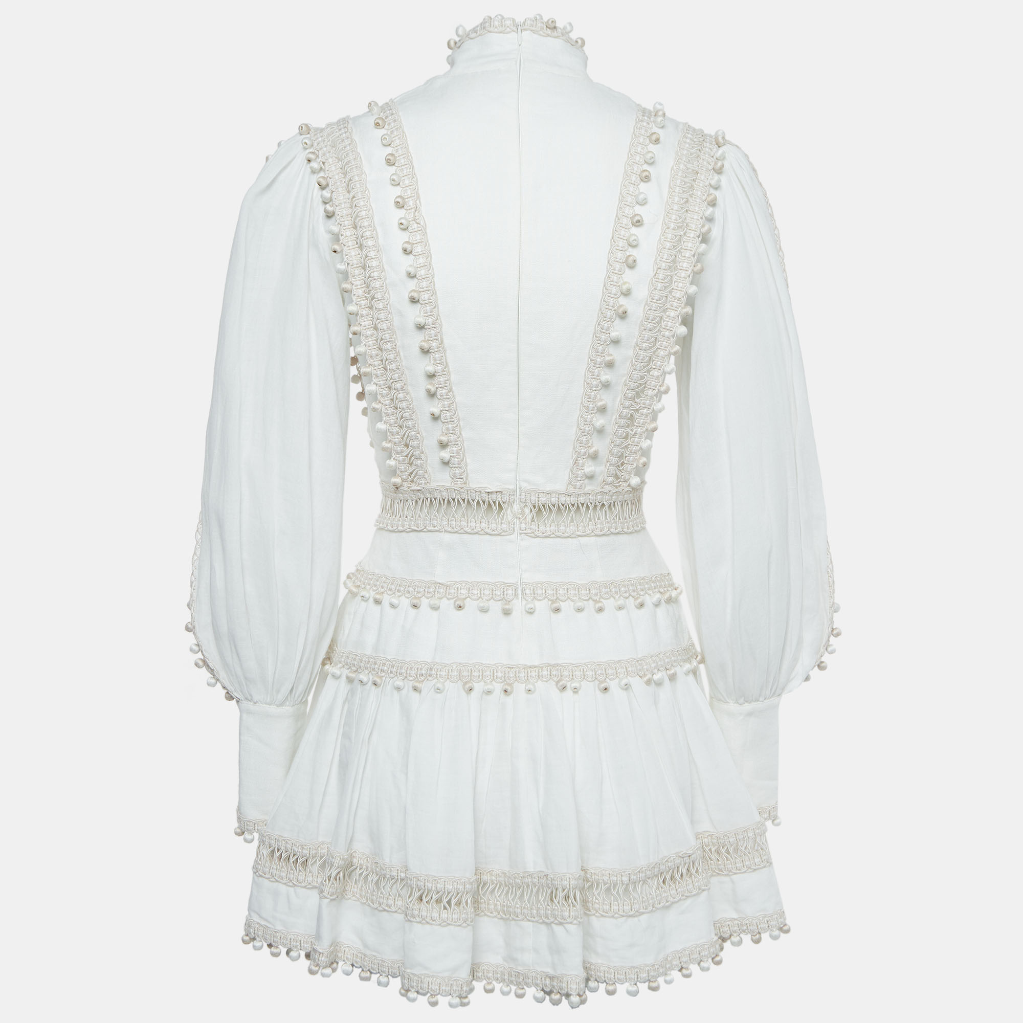 

Zimmermann White Eight Corded Linen Tiered Mini Dress