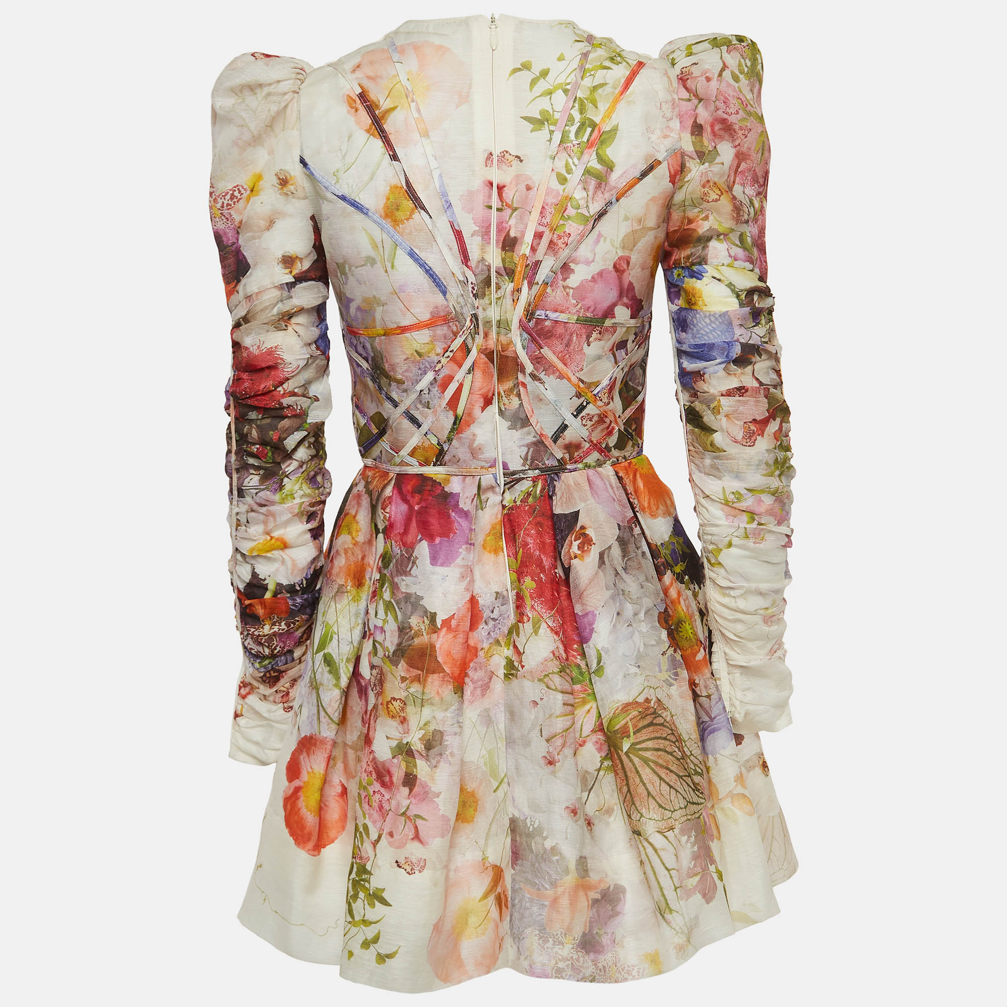 

Zimmermann Multicolor Floral Print Linen-Blend Mini Dress