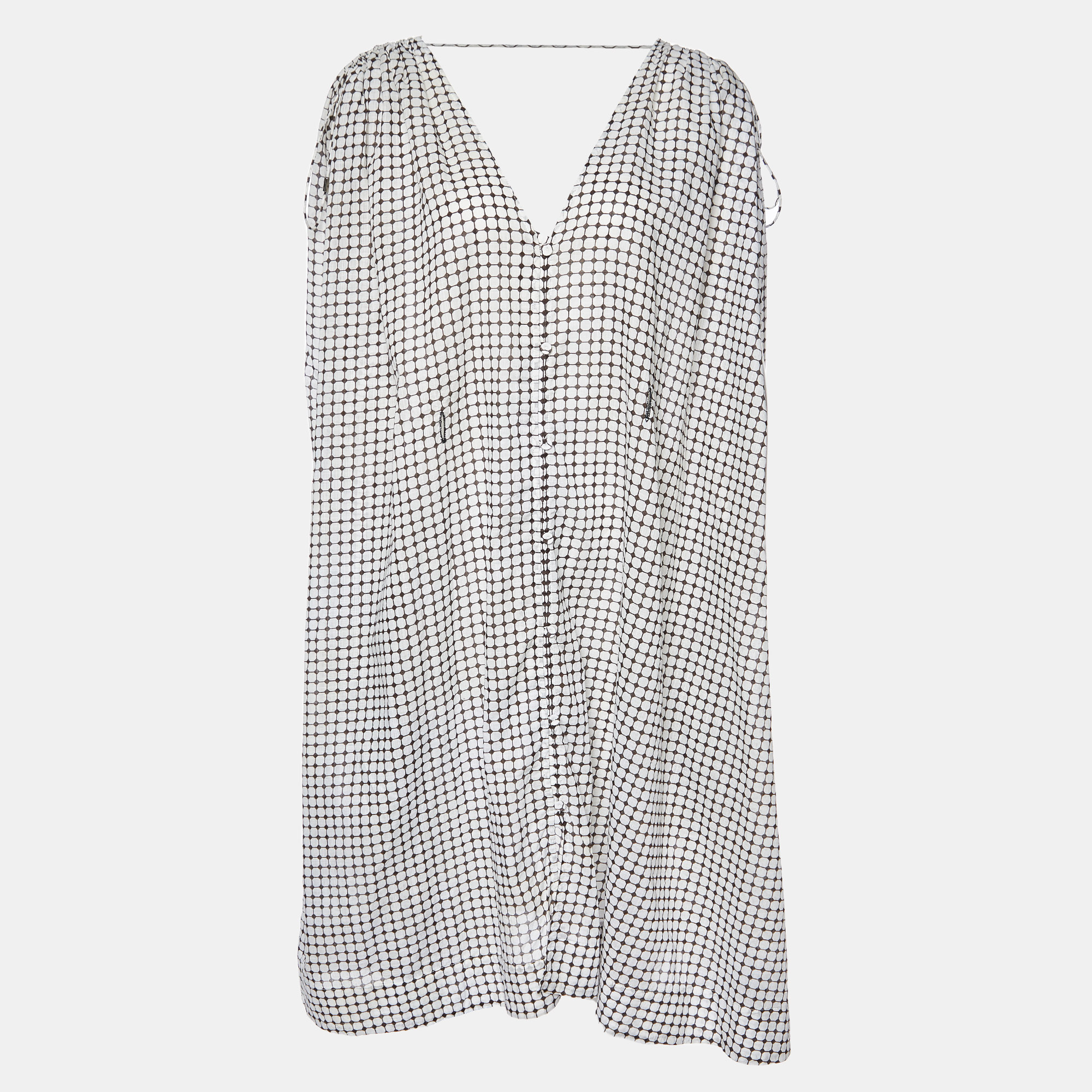 

Zimmermann Monochrome Checked Cotton Kaftan Dress M, White