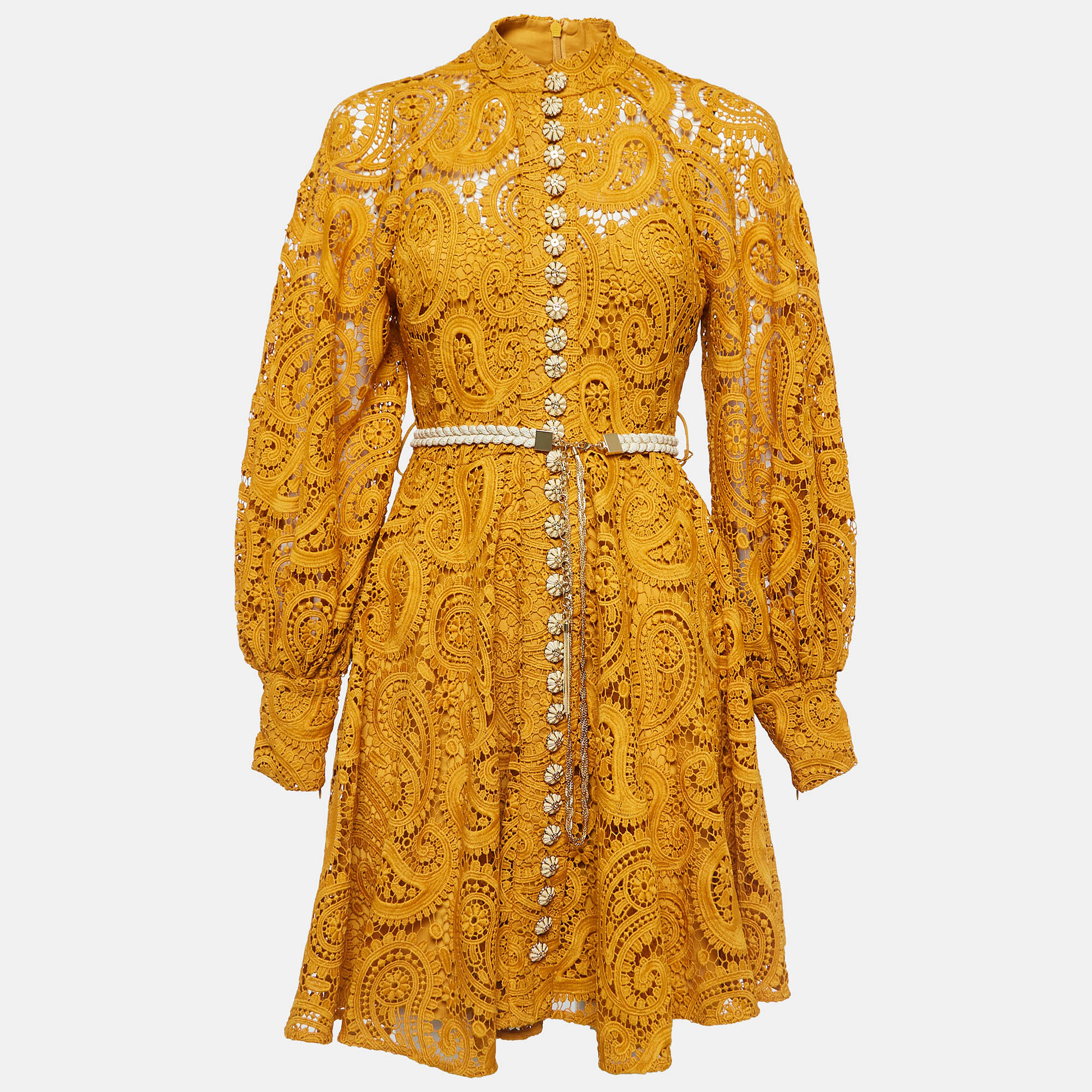 

Zimmermann Yellow Paisley Lace Anneke Mini Dress