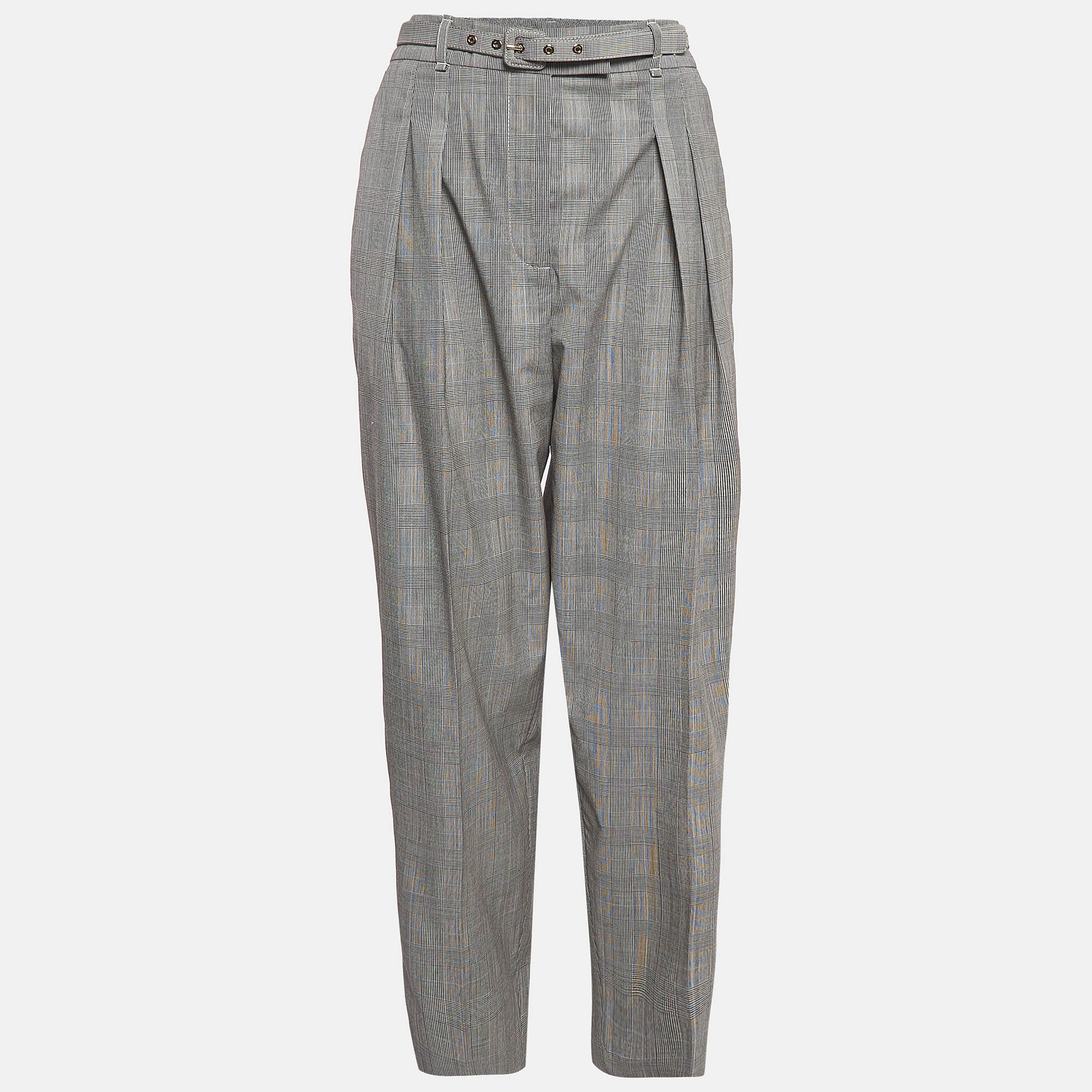 

Zimmermann Grey Patterned Wool Belted Trousers XL