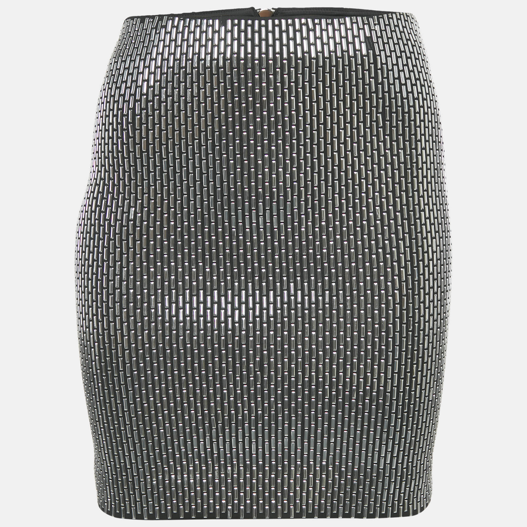Pre-owned Zoe Karssen Black/silver Embellished Jersey Mini Skirt S