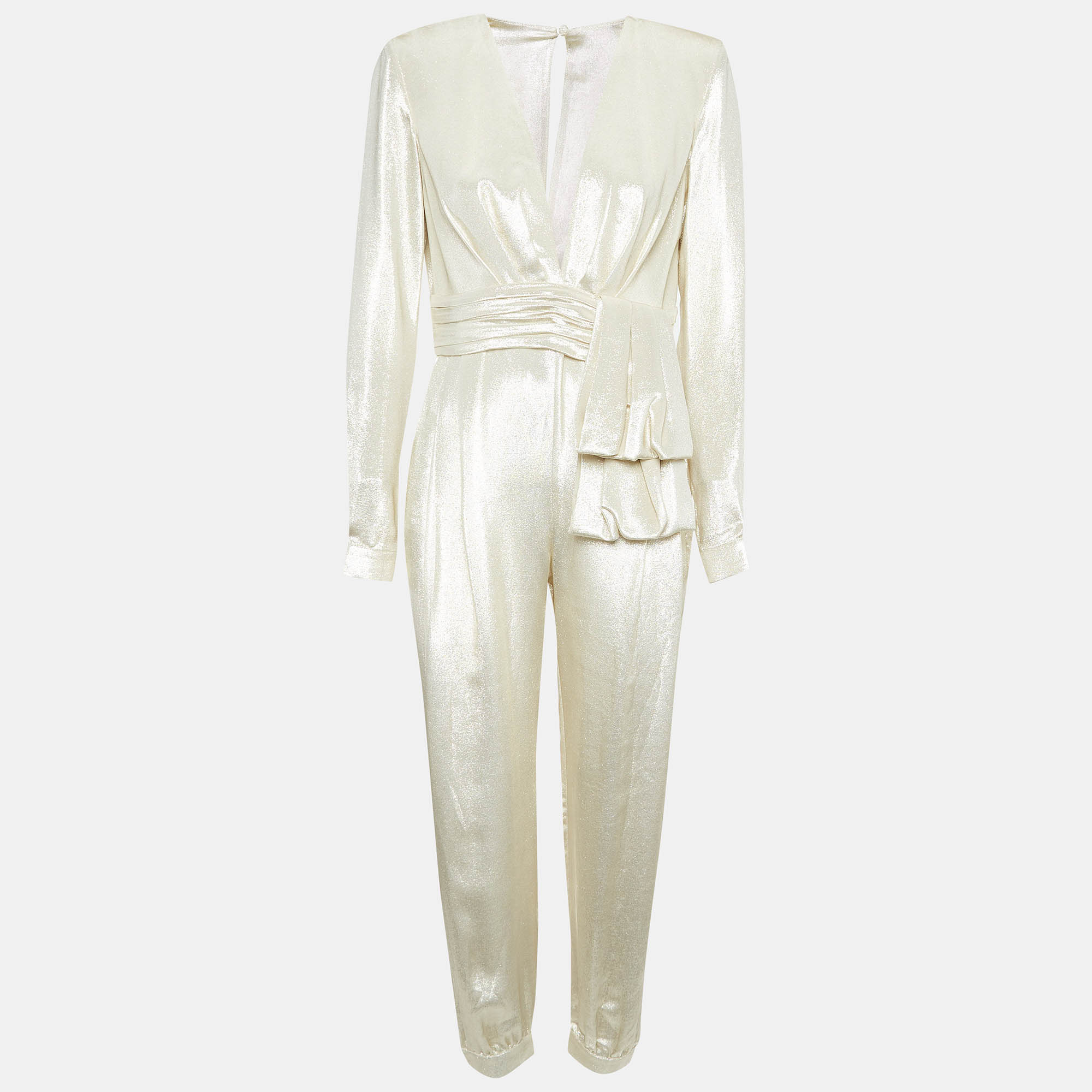 

Zuhair Murad Gold Silk Blend Lamé Jumpsuit M