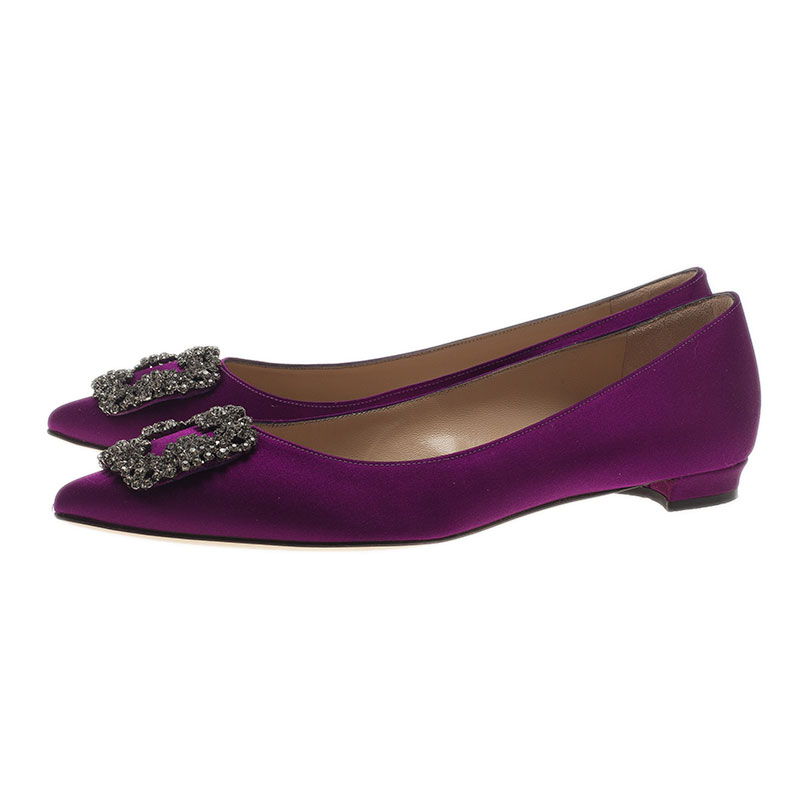 Manolo Blahnik Purple Satin Hangisi Ballet Flats Size 39.5 - Buy & Sell ...