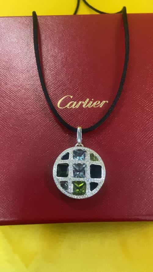 Cartier Pasha de Cartier Multi Gemstone 18k White Gold Pendant Necklace